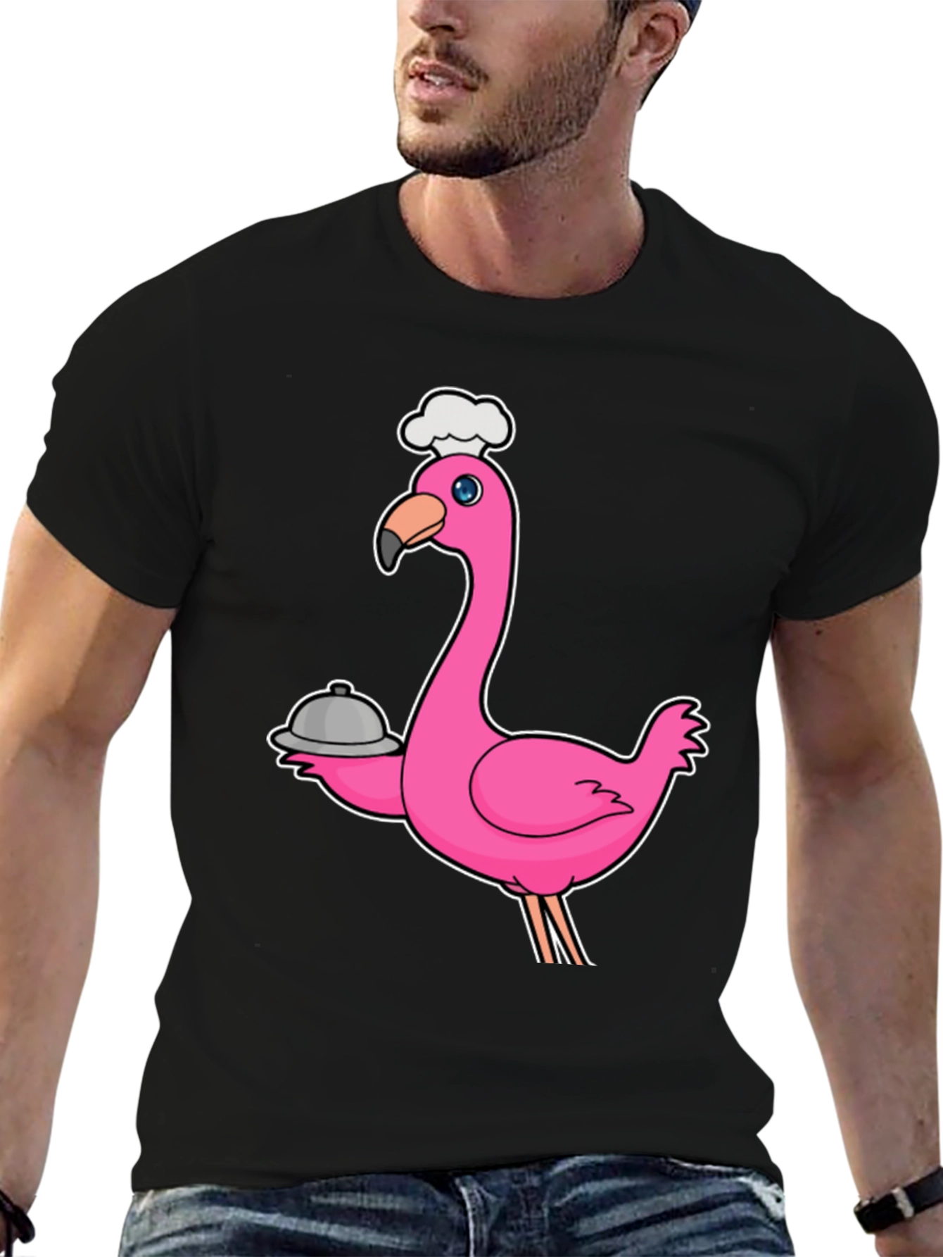 Chef Flamingo Black T-Shirt - Funny Foodie Tee