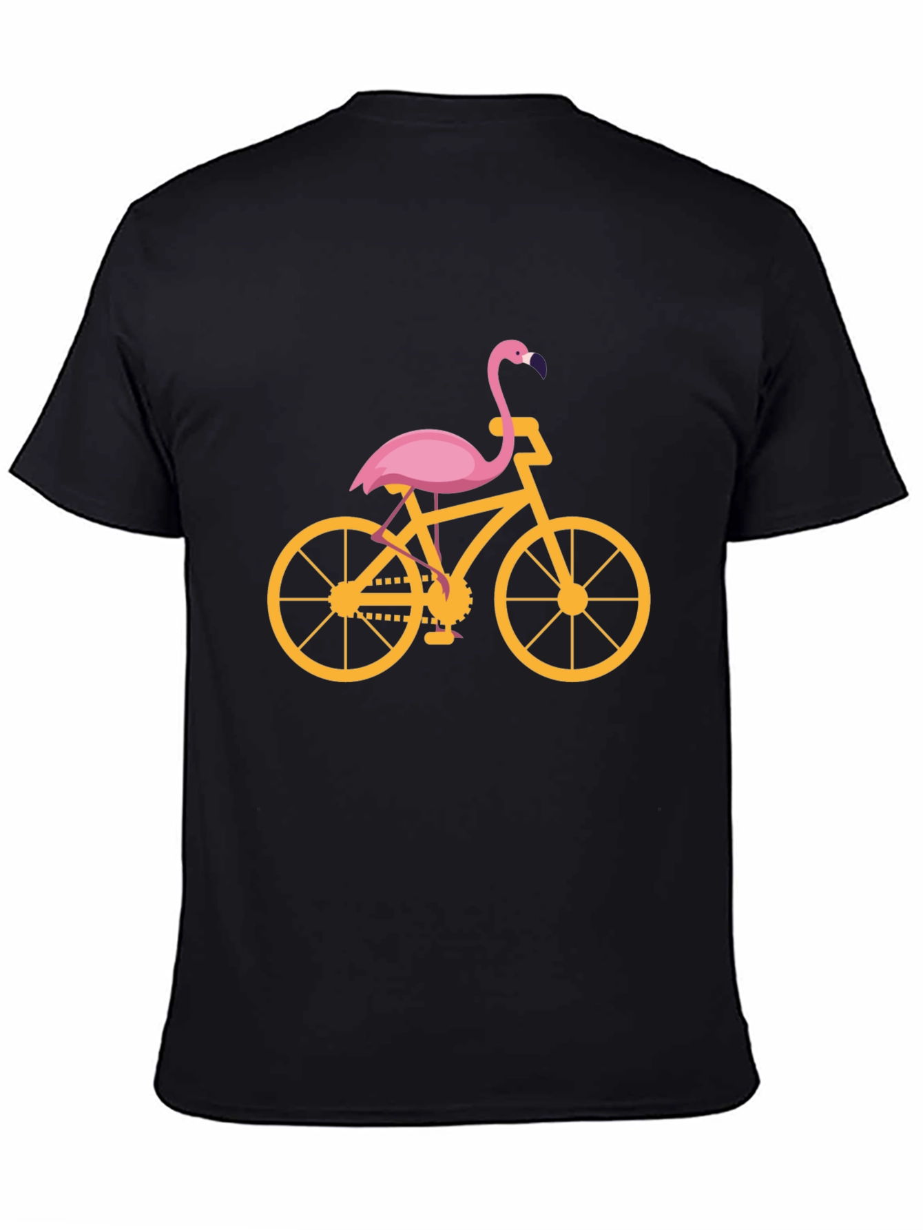 Flamingo Bicycle Graphic Tee - Black Cotton T-Shirt