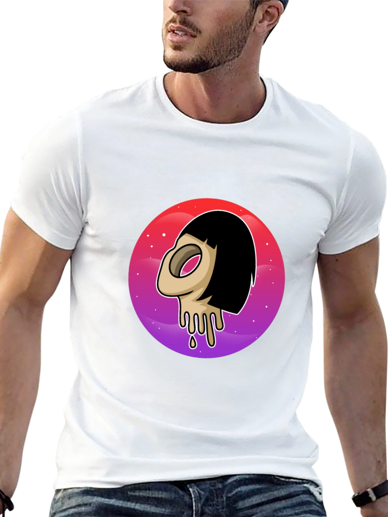 Melting Face Graphic Tee - Black