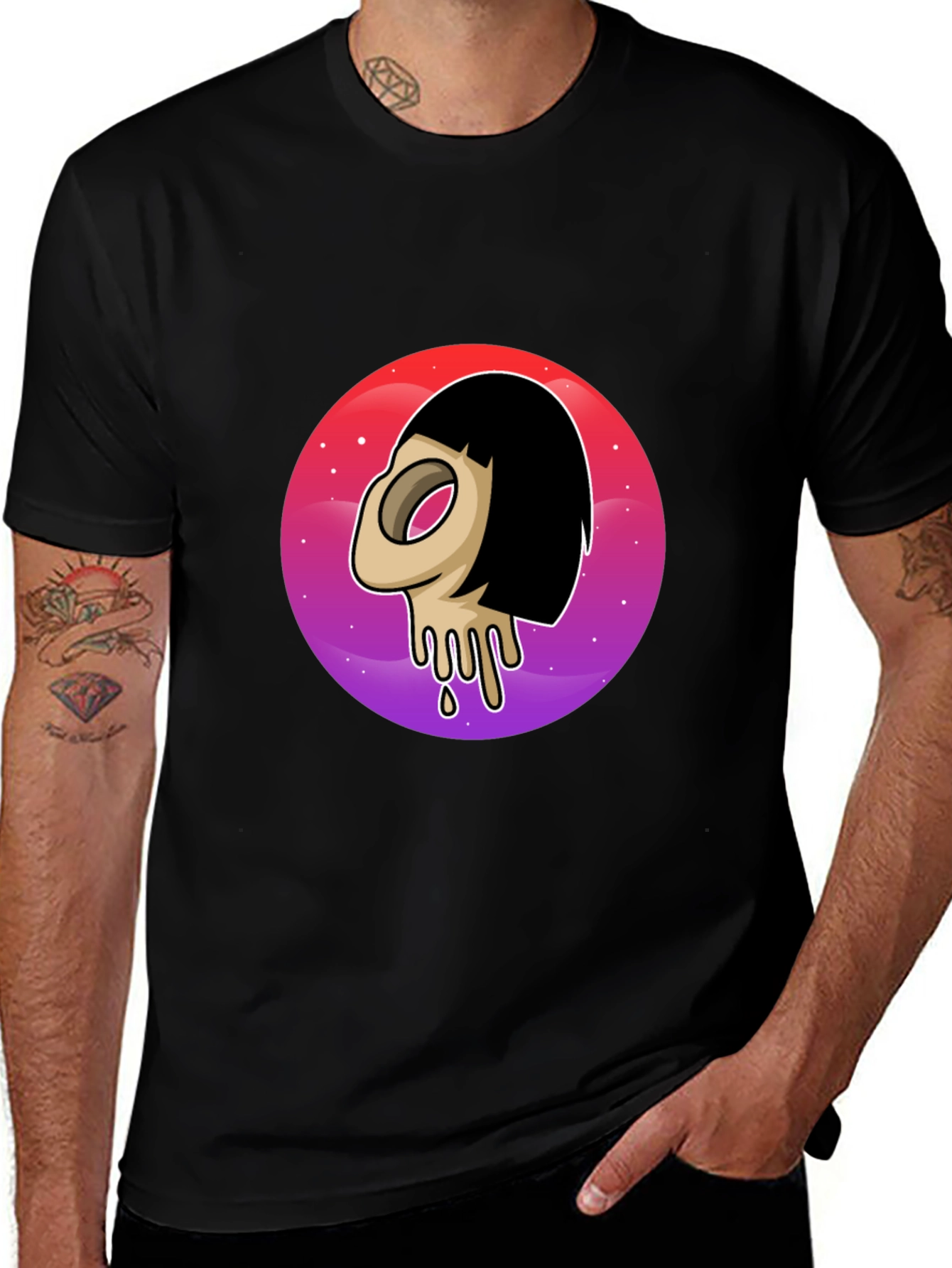 Melting Face Graphic Tee - Black