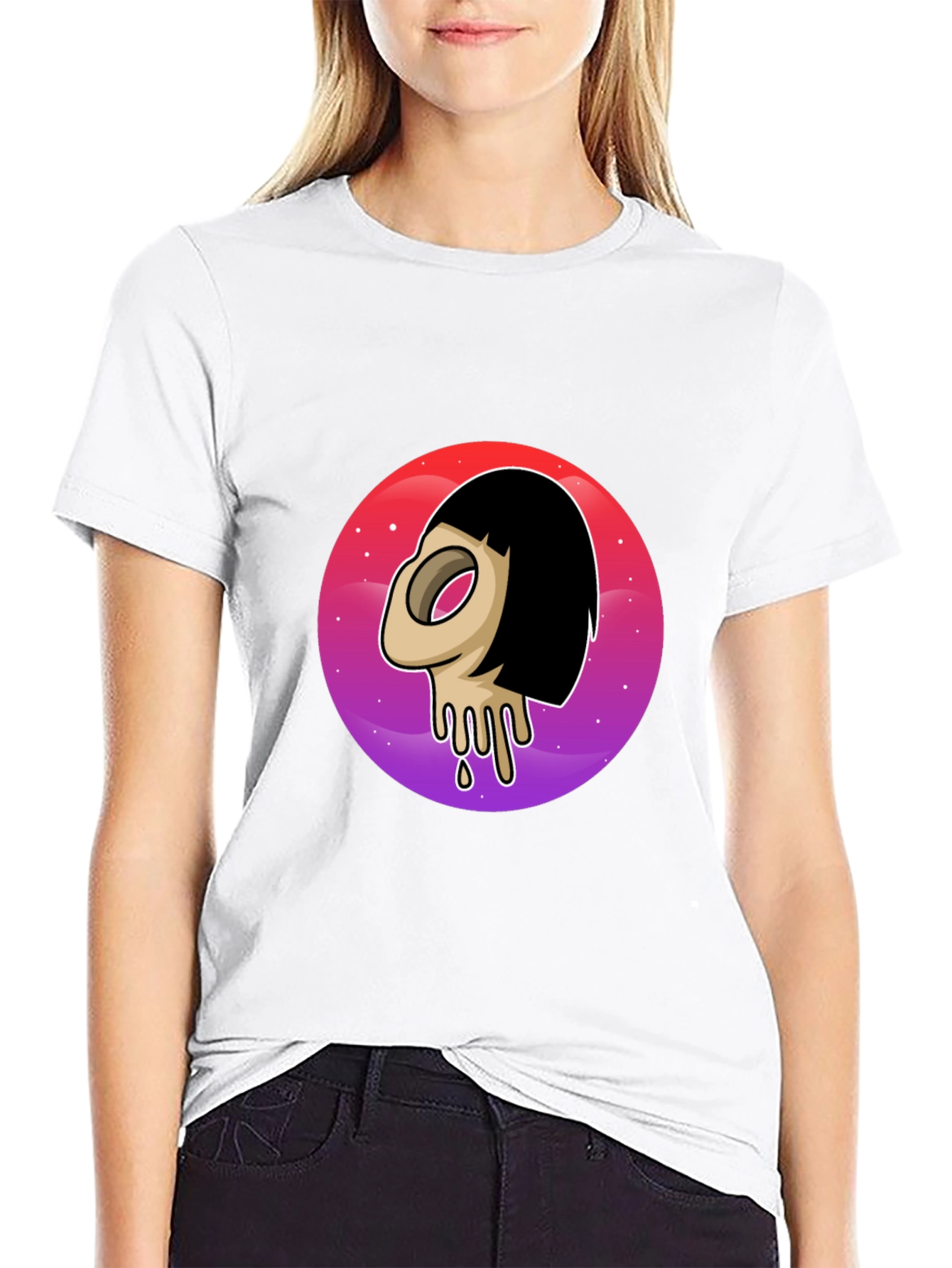 Melting Face Graphic Tee - Black