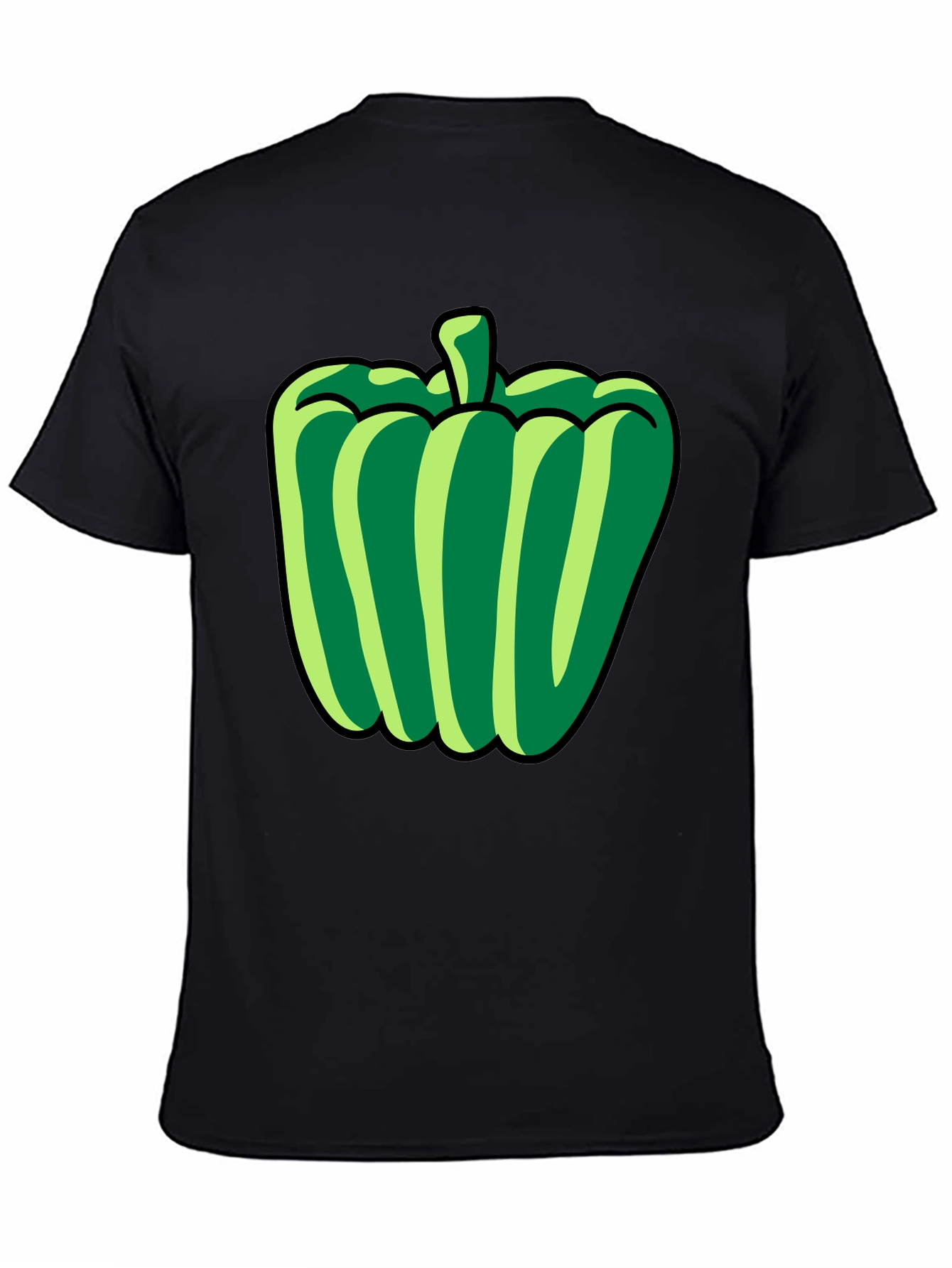 Green Pepper Graphic T-Shirt - Black Casual Tee