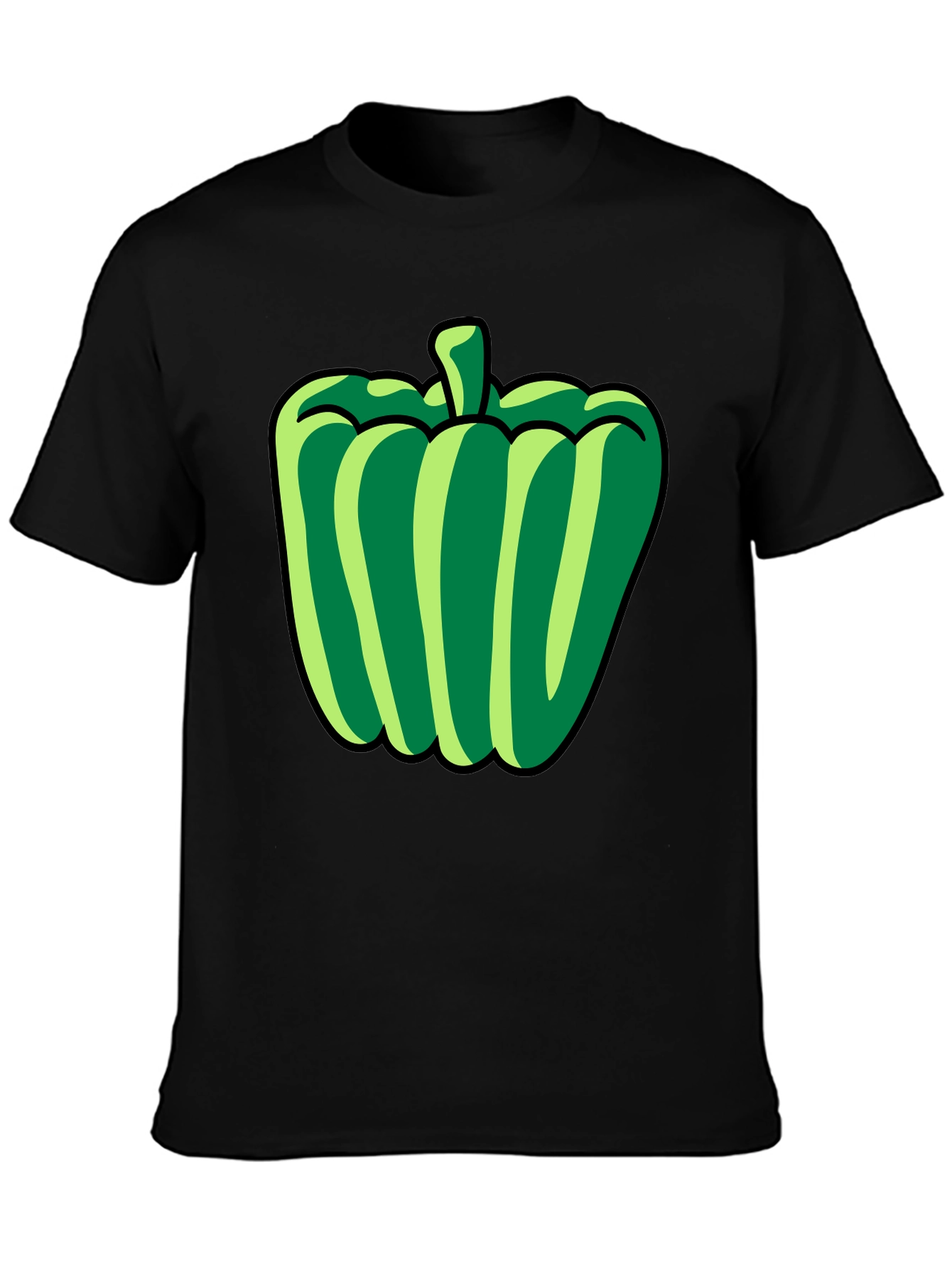 Green Pepper Graphic T-Shirt - Black Casual Tee