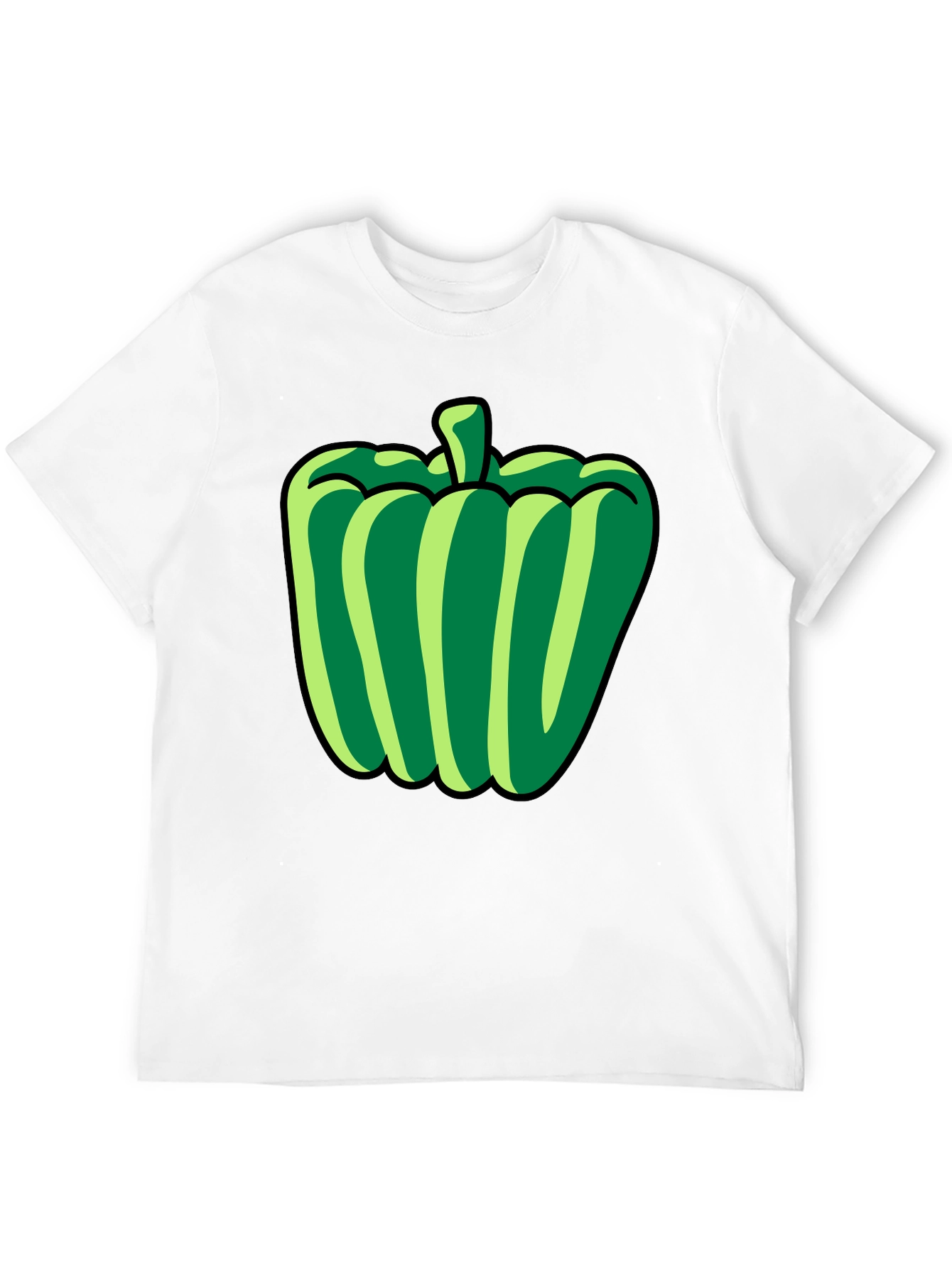 Green Pepper Graphic T-Shirt - Black Casual Tee