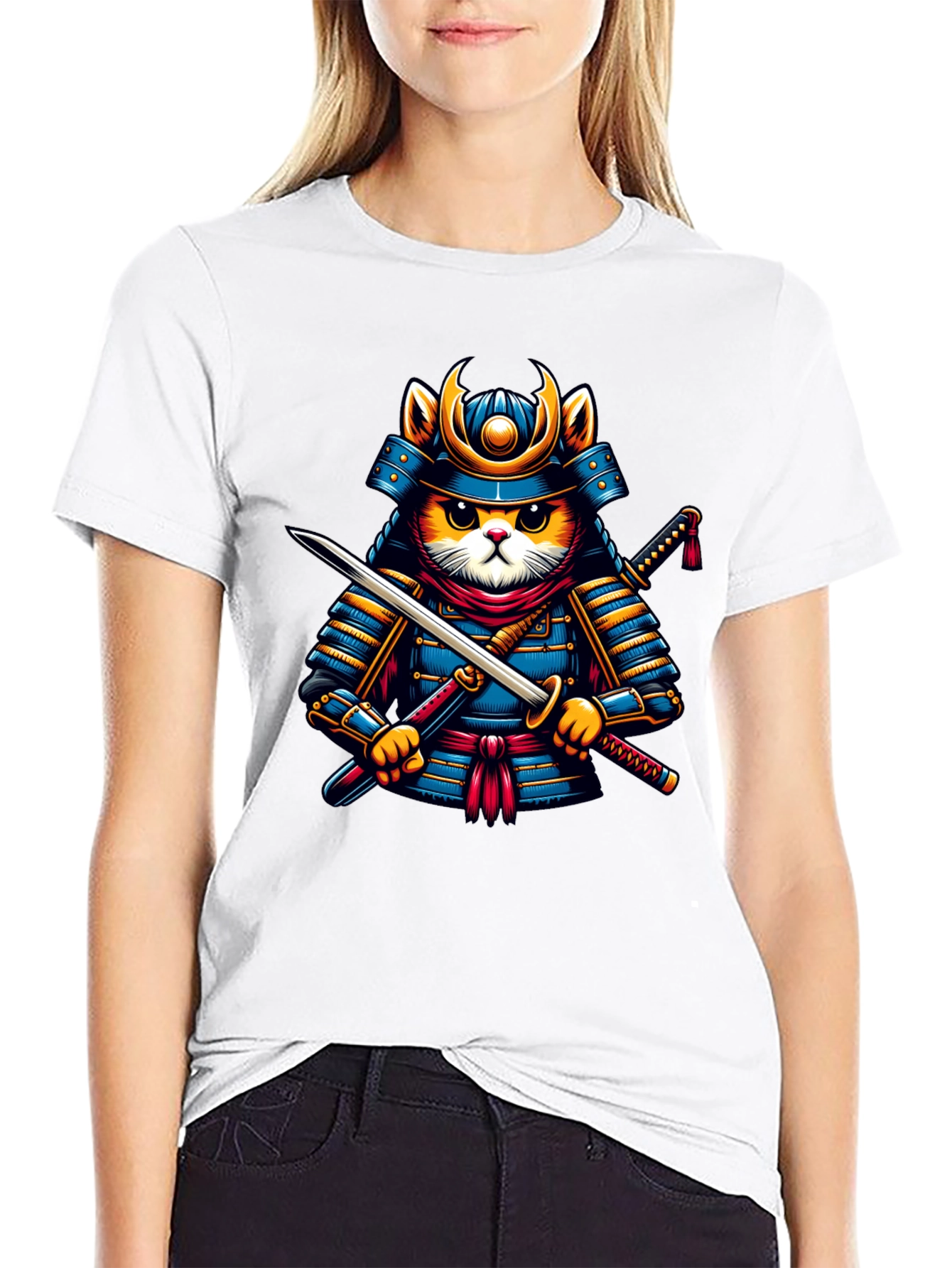Samurai Cat T-Shirt - Unique Graphic Tee