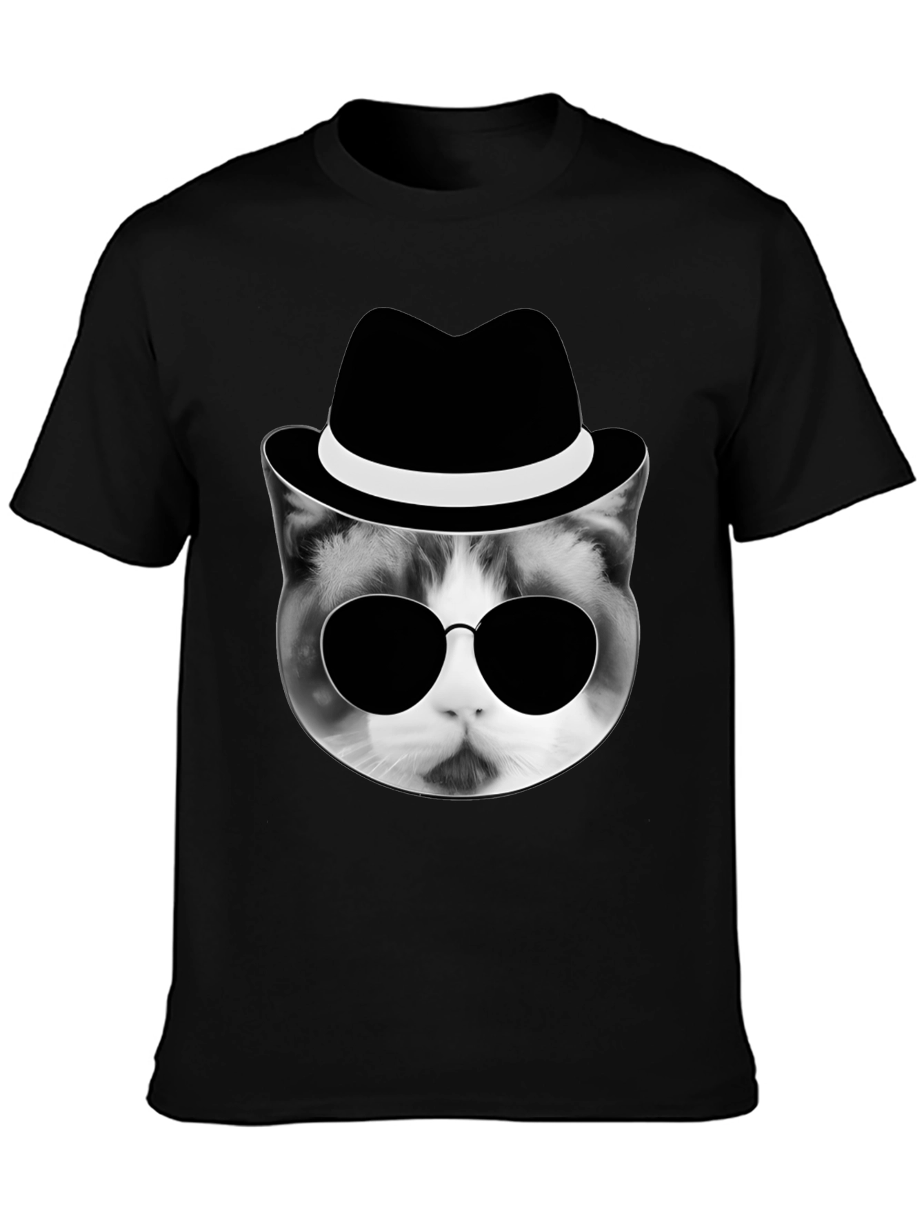 Cool Cat in Hat Graphic T-Shirt