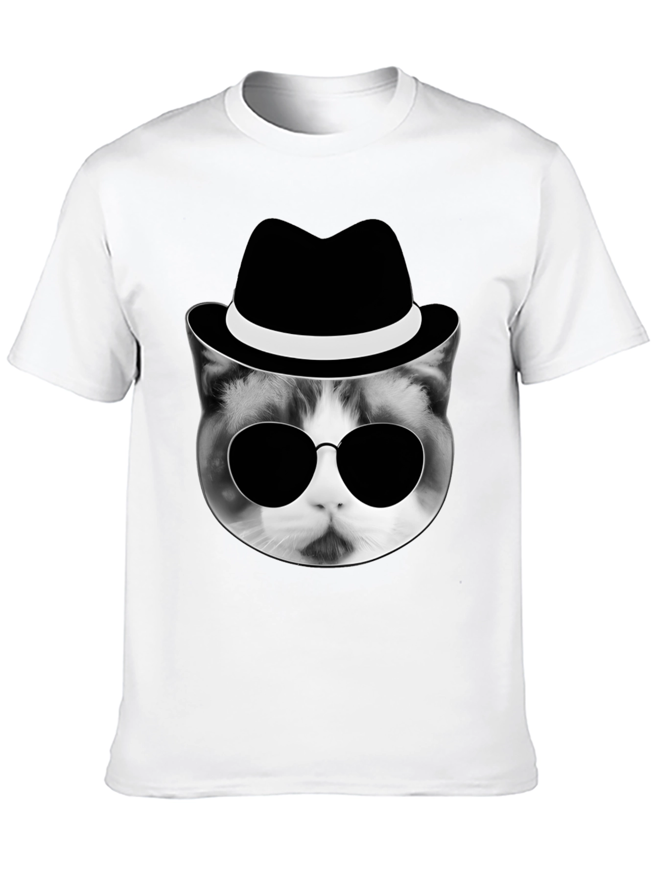 Cool Cat in Hat Graphic T-Shirt
