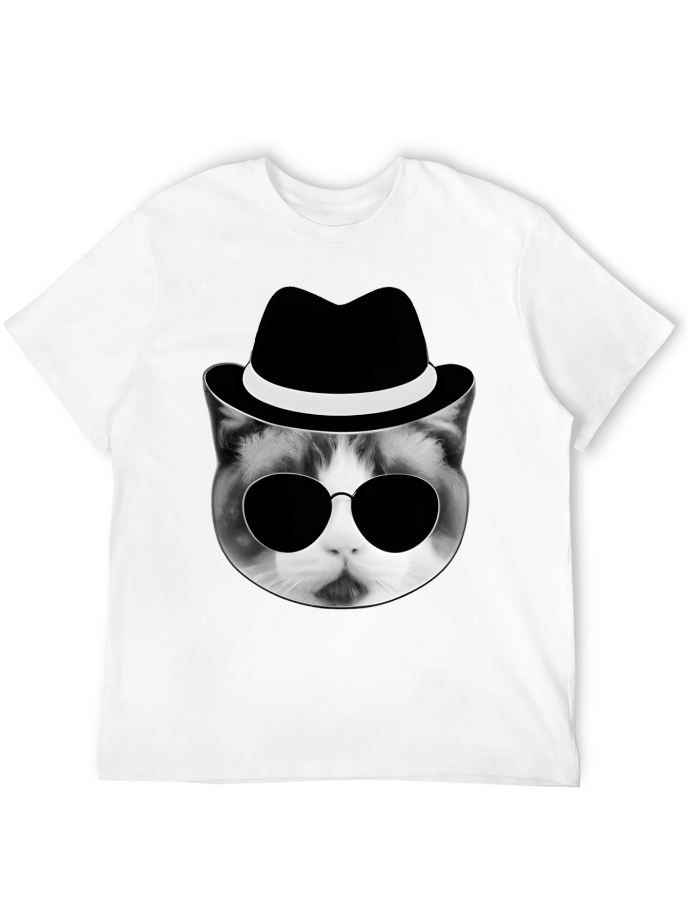 Cool Cat in Hat Graphic T-Shirt