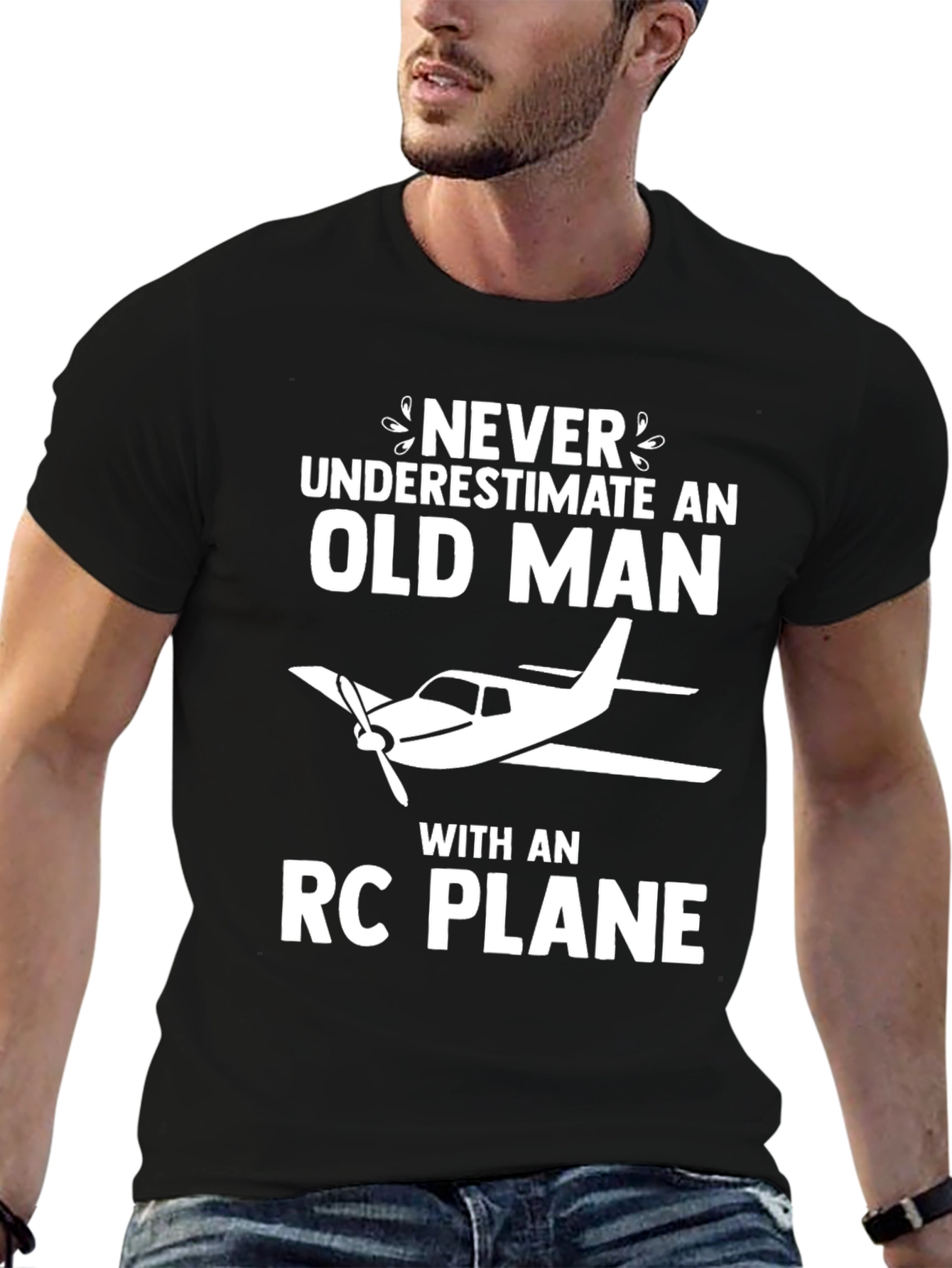 Never Underestimate Old Man RC Plane T-Shirt
