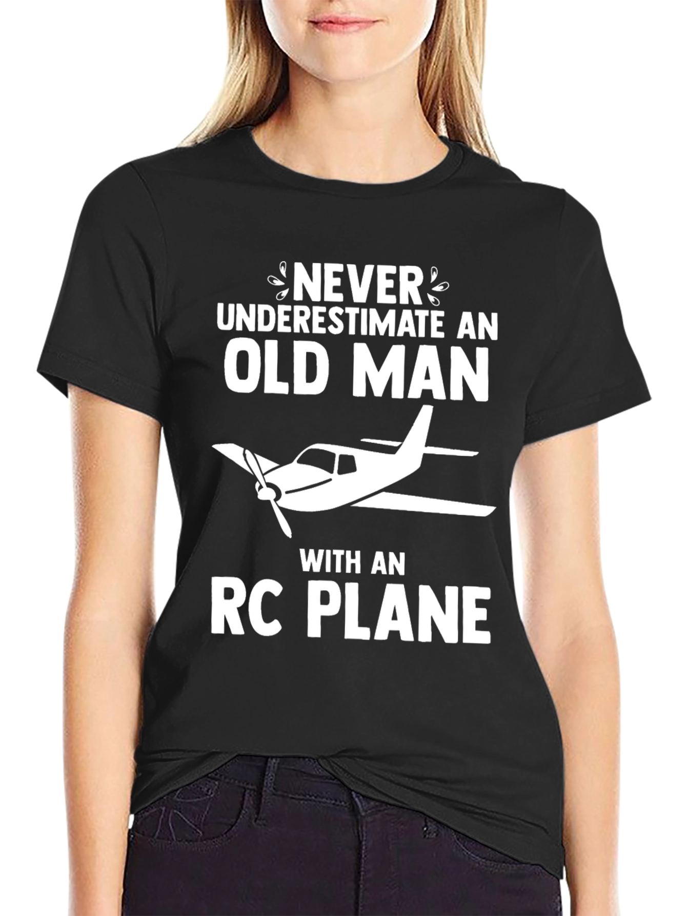 Never Underestimate Old Man RC Plane T-Shirt