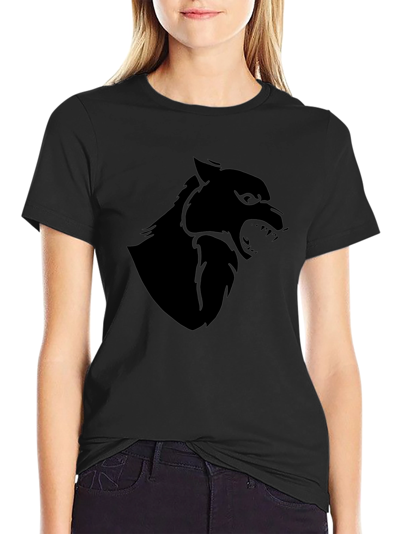 Mens Black Wolf Graphic Tee - Stylish & Bold