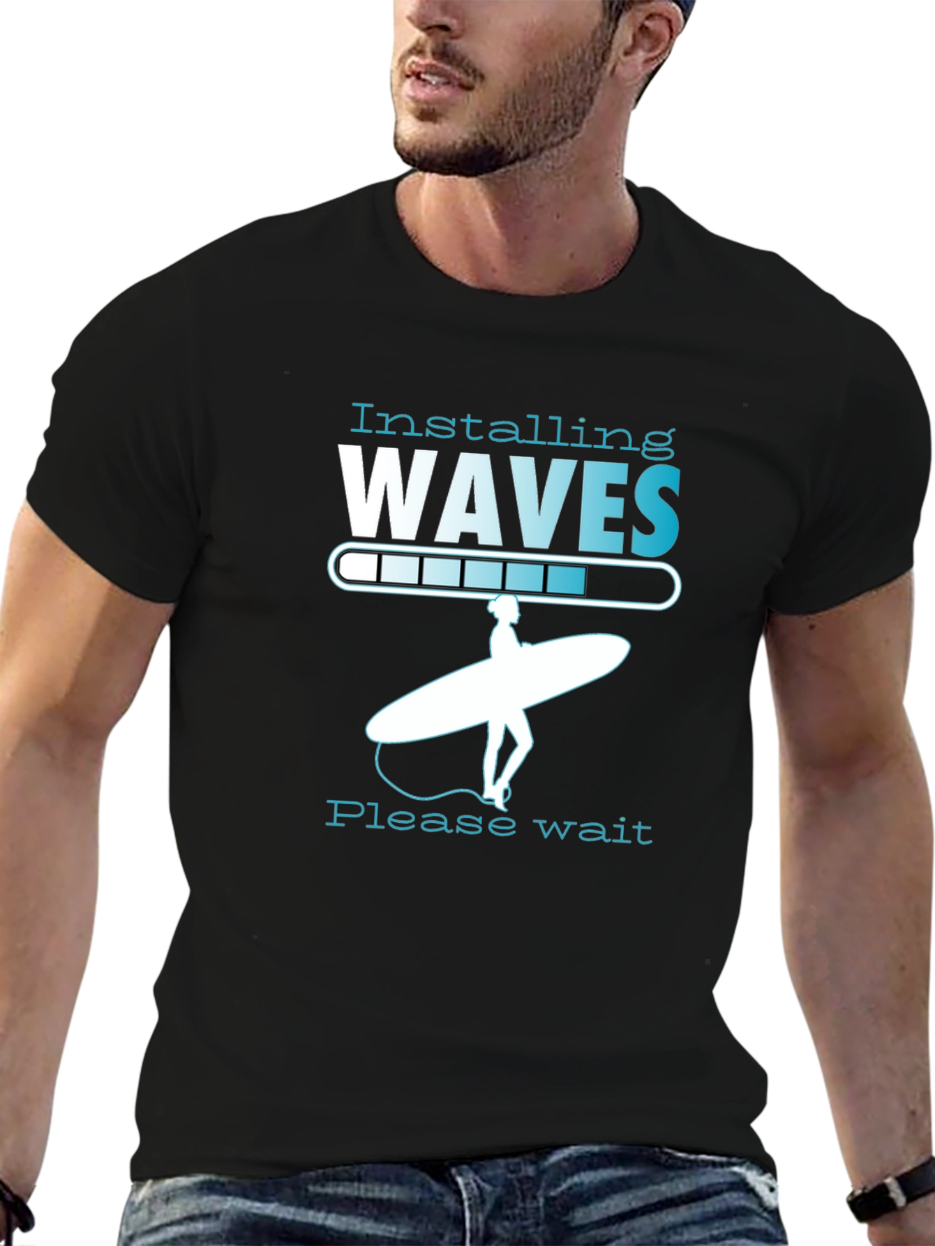 Installing Waves Graphic T-Shirt - Surfer Design