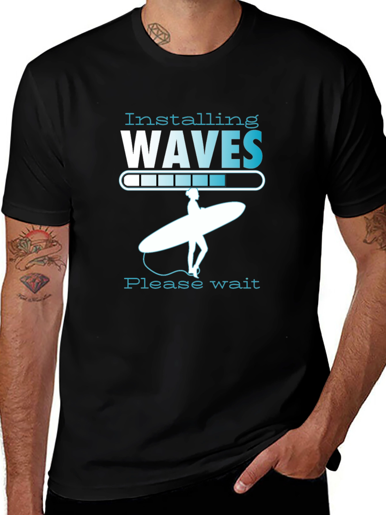 Installing Waves Graphic T-Shirt - Surfer Design