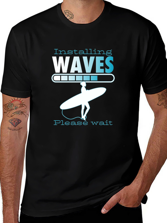 Installing Waves Graphic T-Shirt - Surfer Design