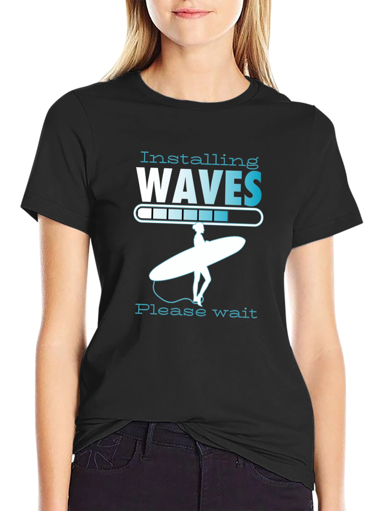 Installing Waves Graphic T-Shirt - Surfer Design