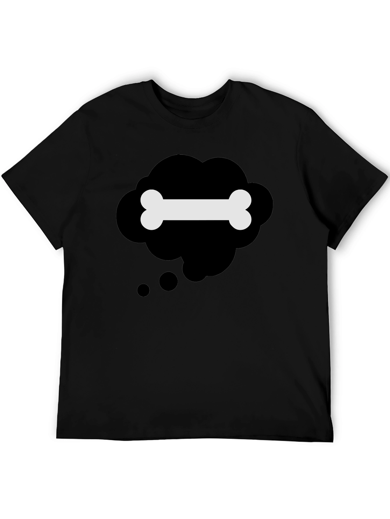 Black T-Shirt with Bone Thought Bubble Design