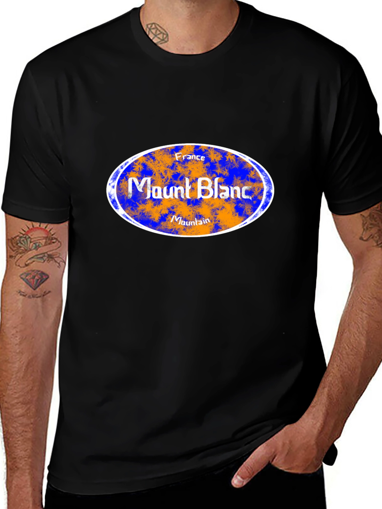 Mount Blanc France Mountain Graphic Tee - Black