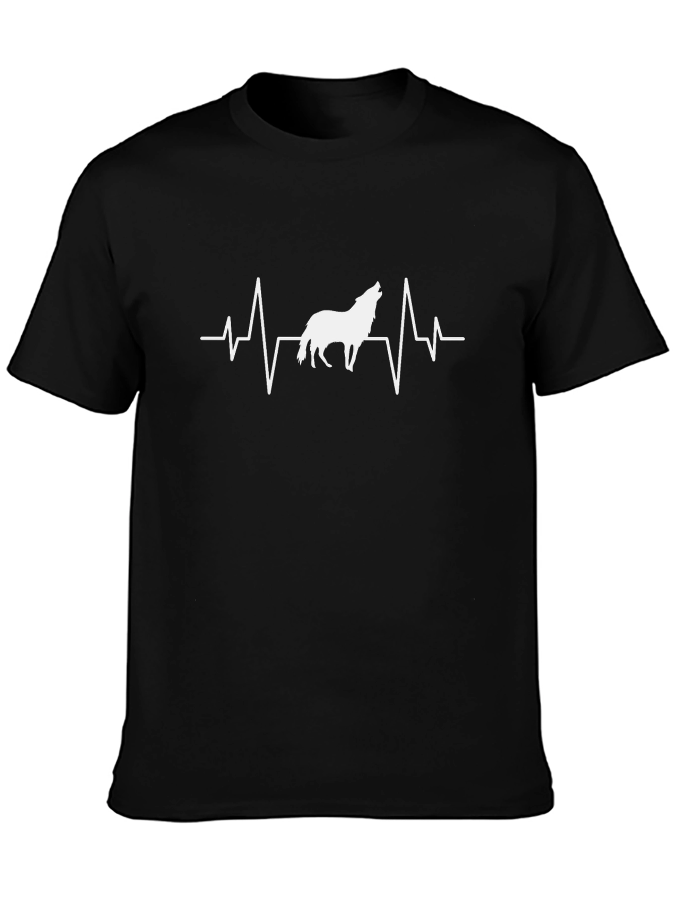 Wolf Heartbeat Graphic T-Shirt - Black