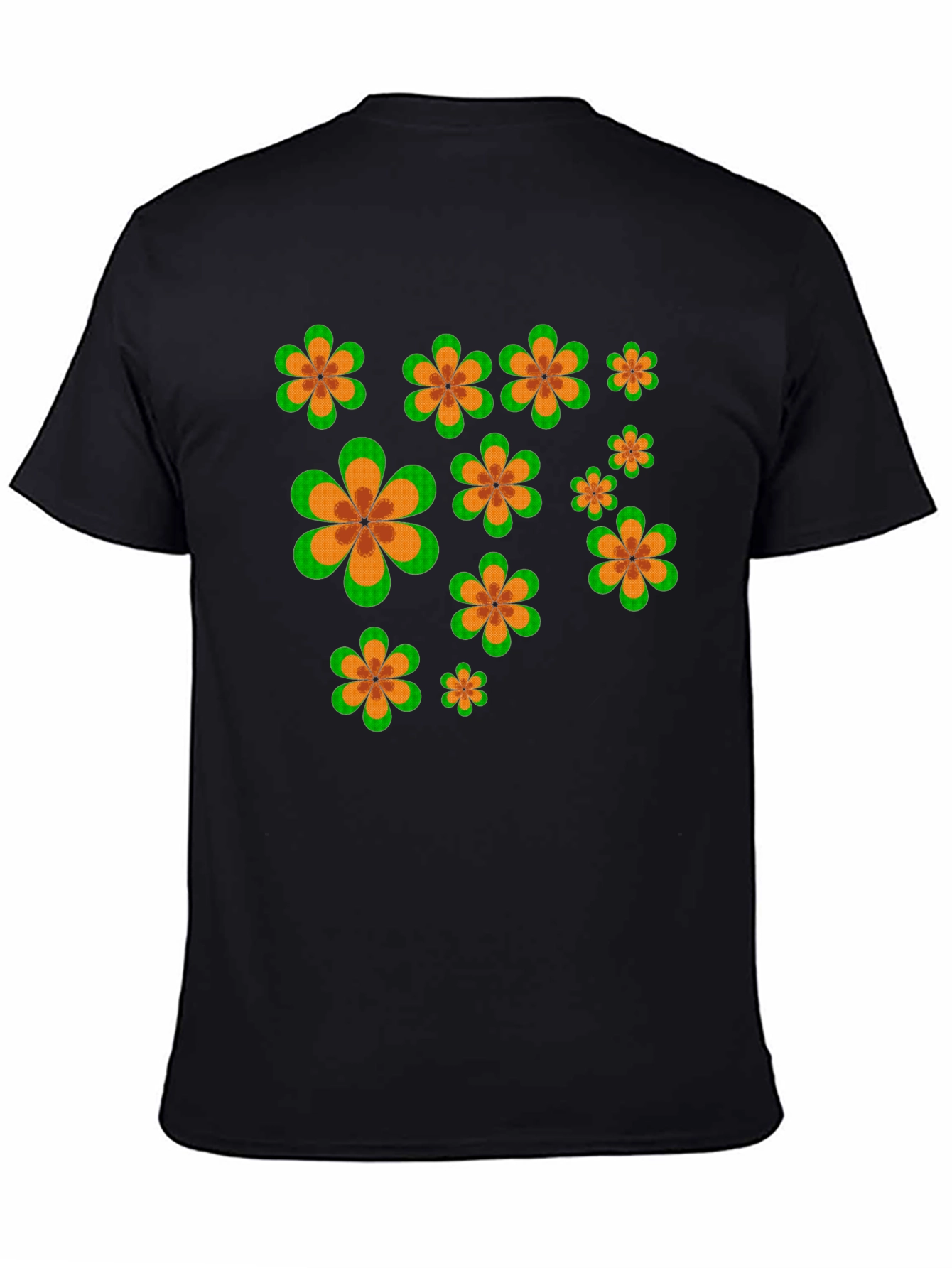 Retro Flower Power Black T-Shirt