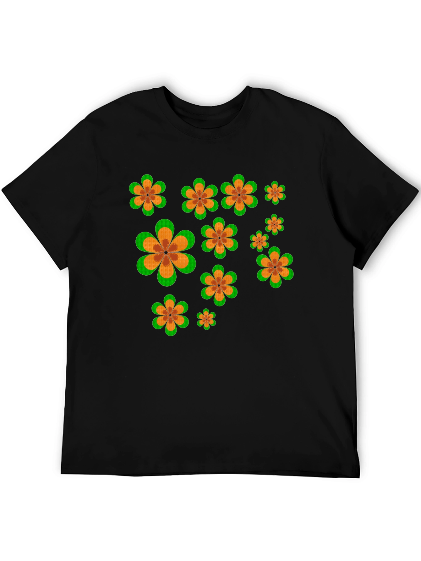 Retro Flower Power Black T-Shirt