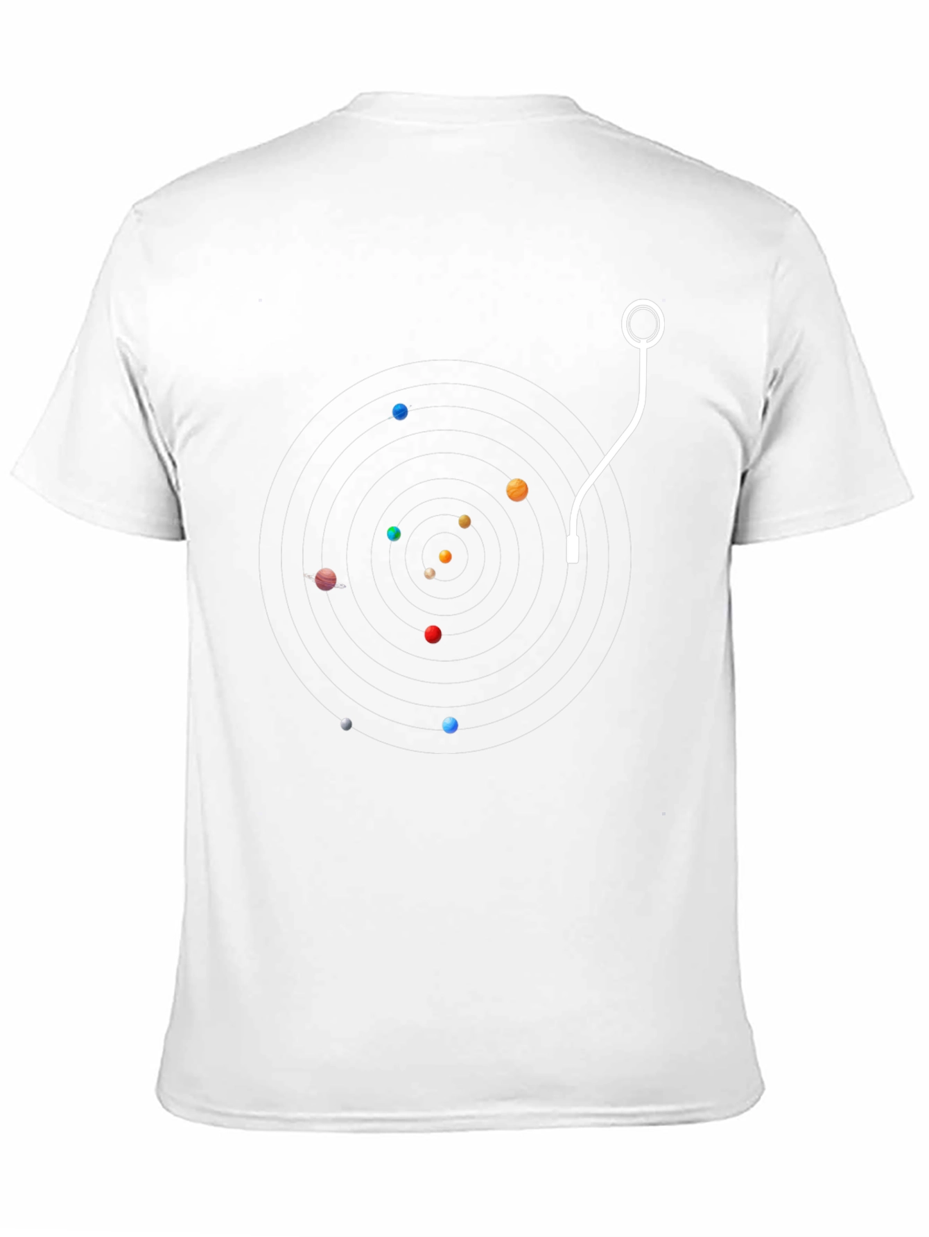 Planetary Turntable Black T-Shirt - Unique Space Music Design