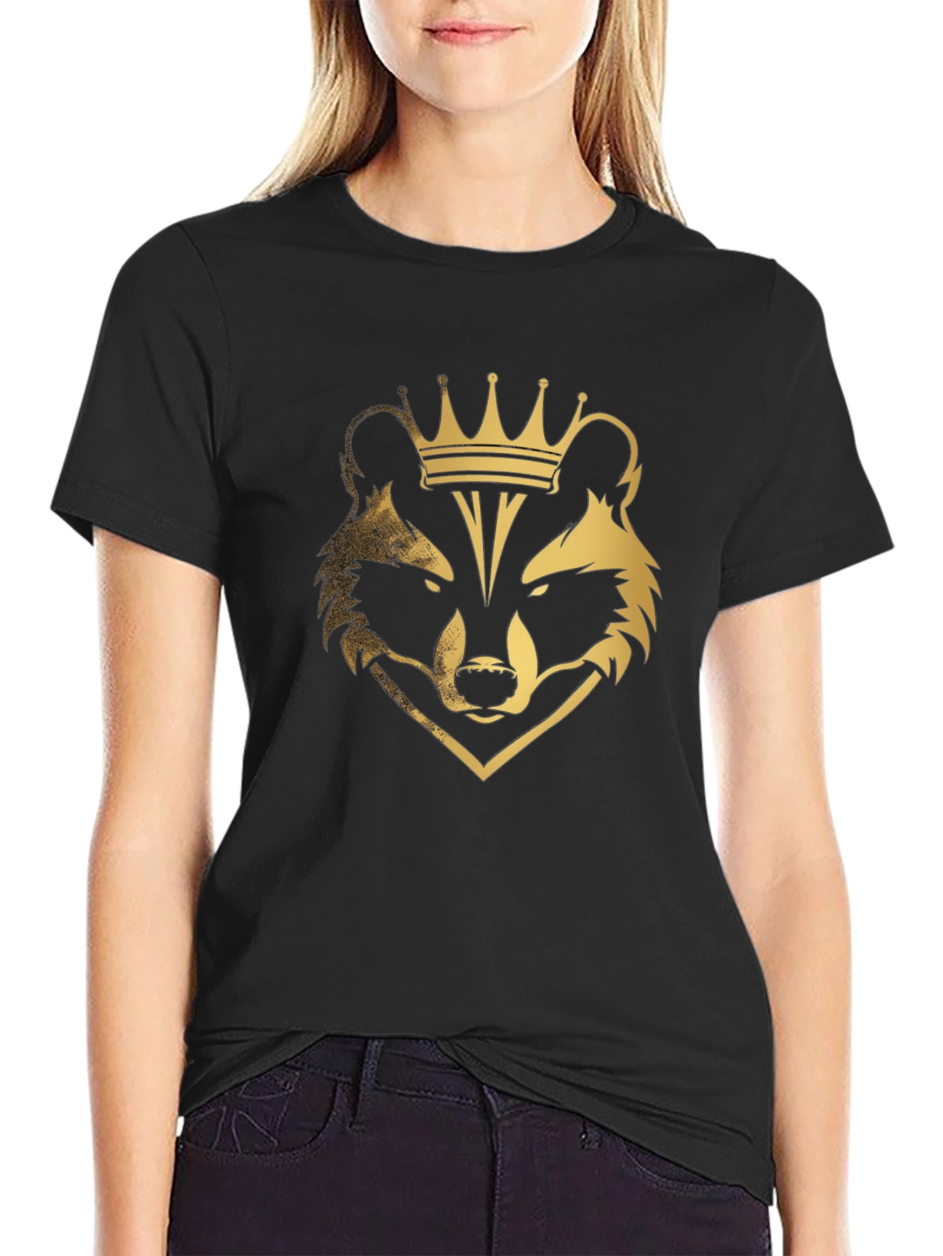 Raccoon King Graphic Tee - Black Cotton Blend T-Shirt