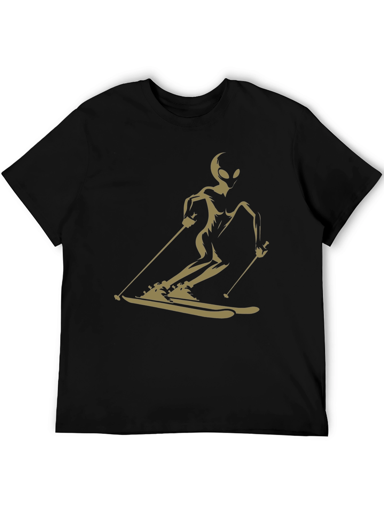 Alien Skier Graphic Tee - Black Unisex T-Shirt