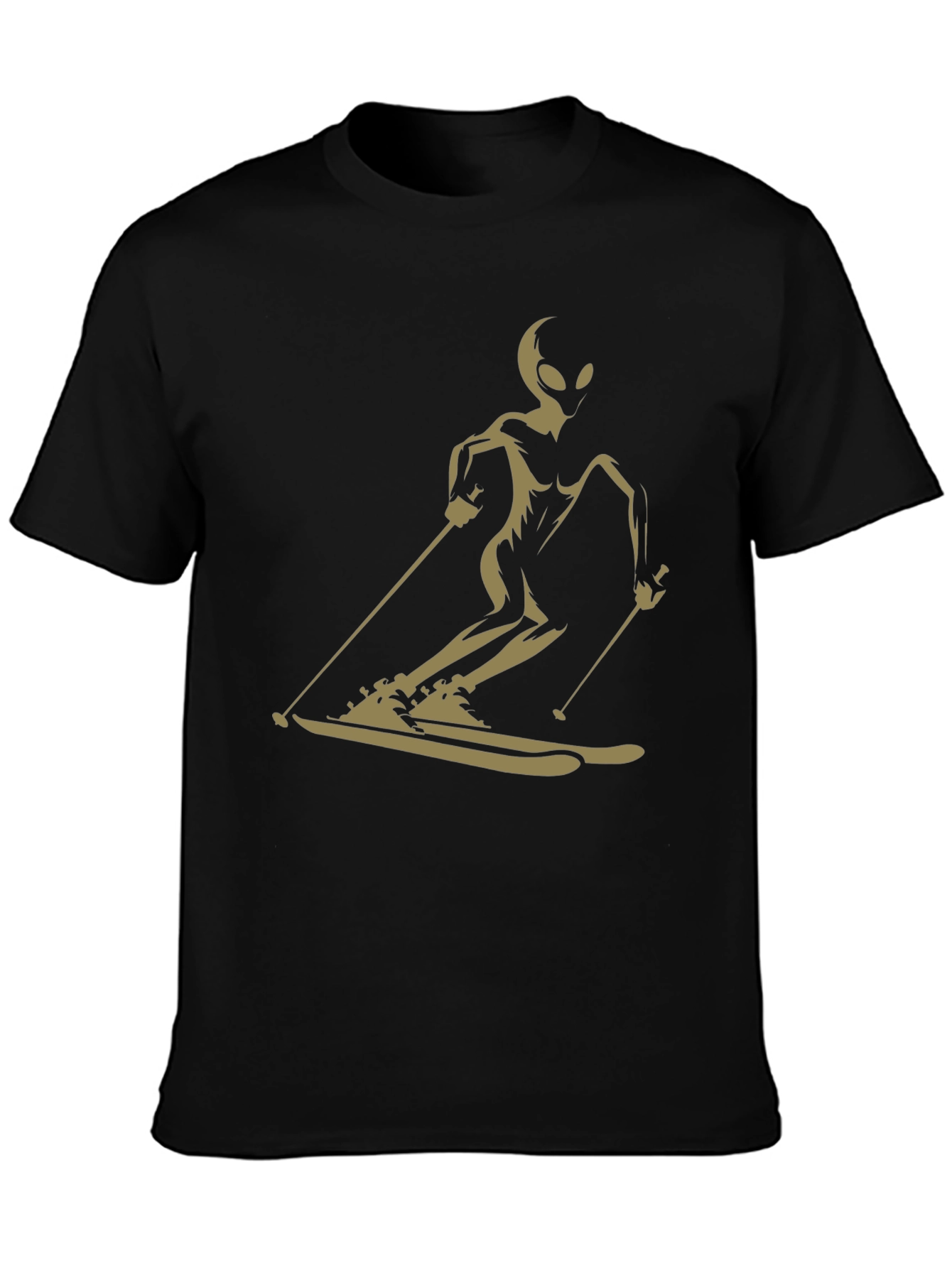 Alien Skier Graphic Tee - Black Unisex T-Shirt