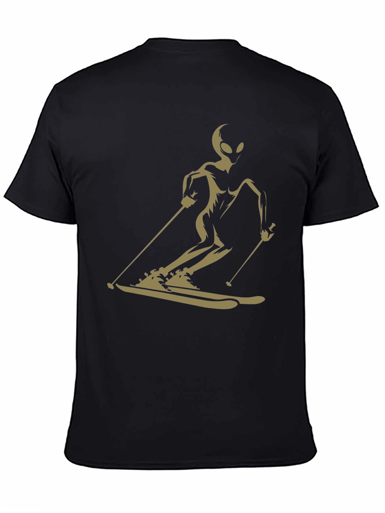 Alien Skier Graphic Tee - Black Unisex T-Shirt