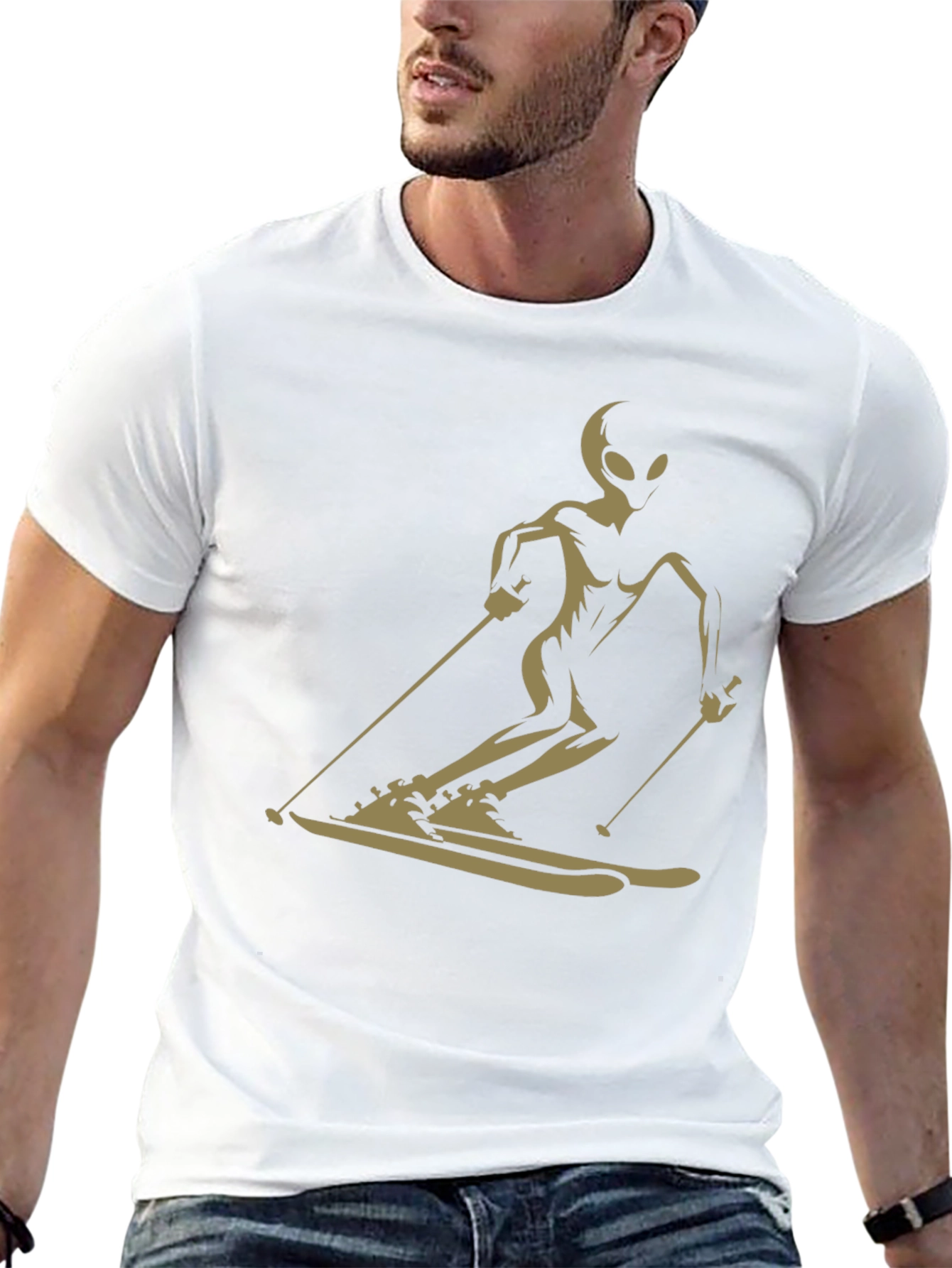 Alien Skier Graphic Tee - Black Unisex T-Shirt