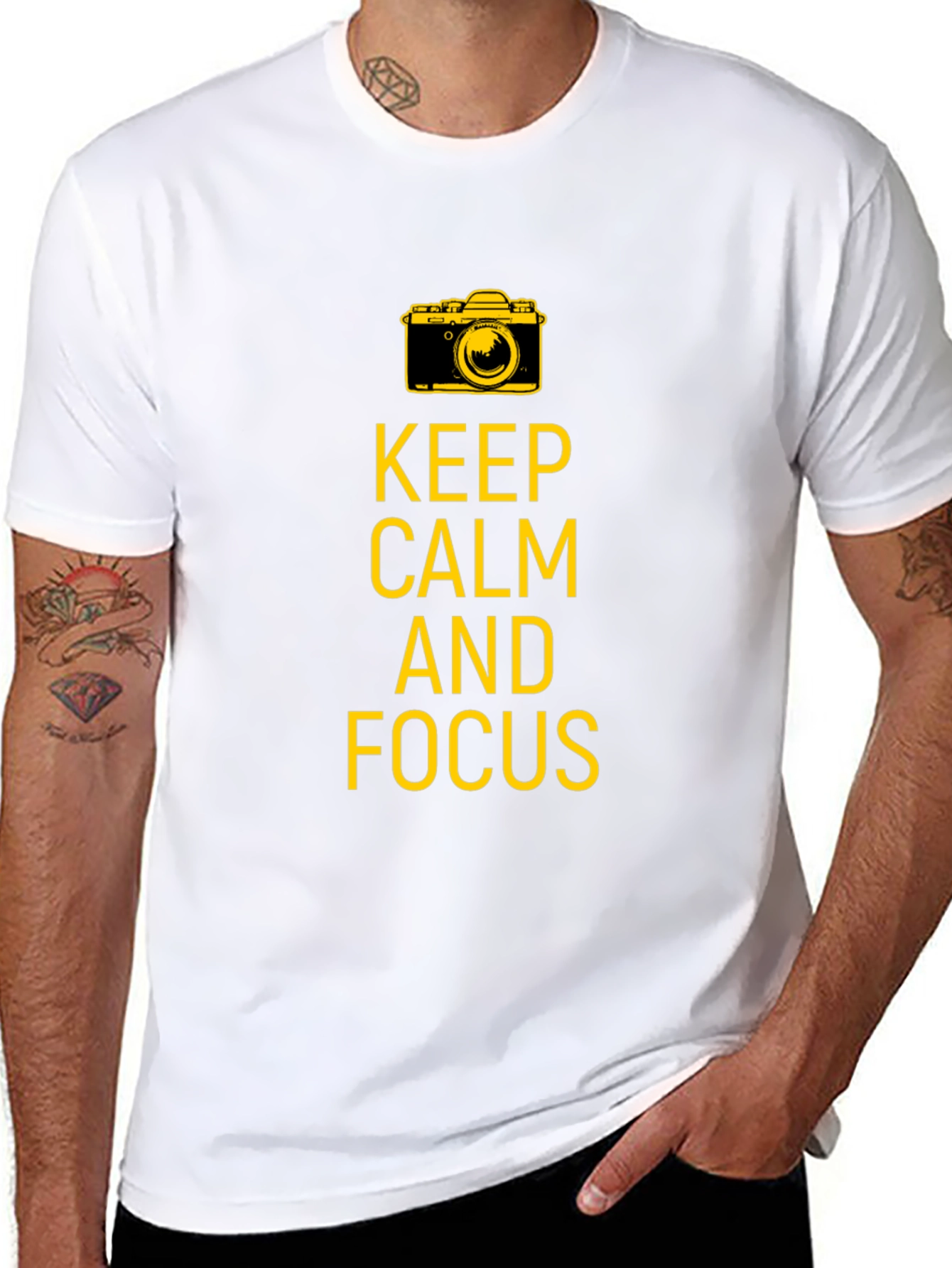 Keep Calm and Focus Camera Graphic Tee - Black