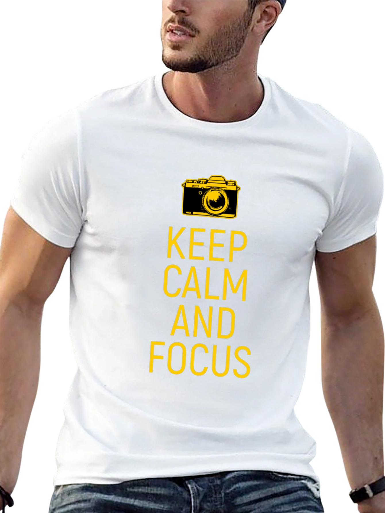 Keep Calm and Focus Camera Graphic Tee - Black