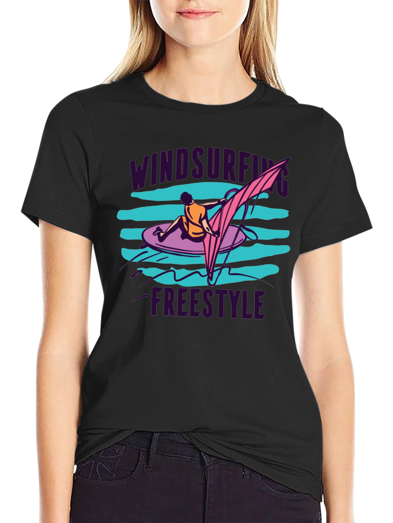 Windsurfing Freestyle Black T-Shirt