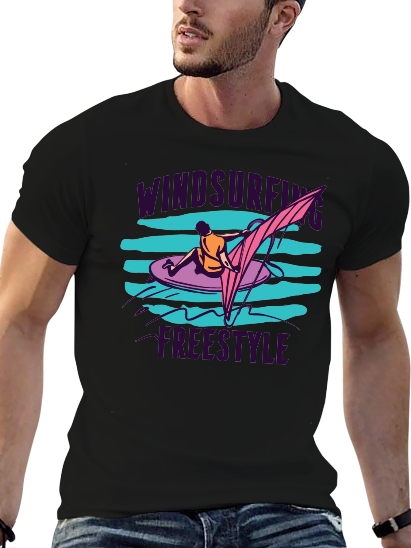 Windsurfing Freestyle Black T-Shirt