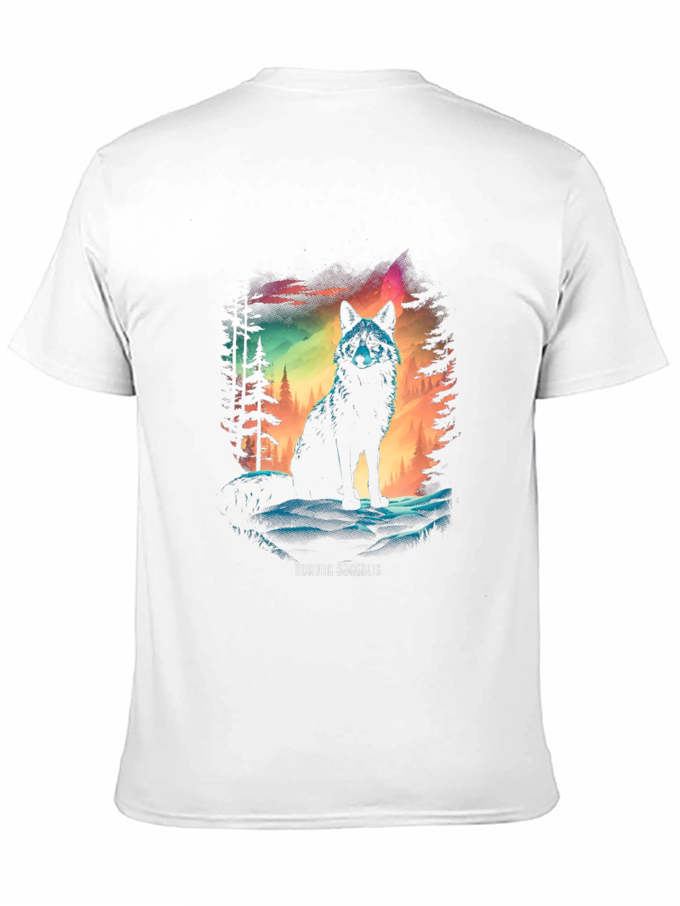 Aurora Borealis Wolf Graphic T-Shirt