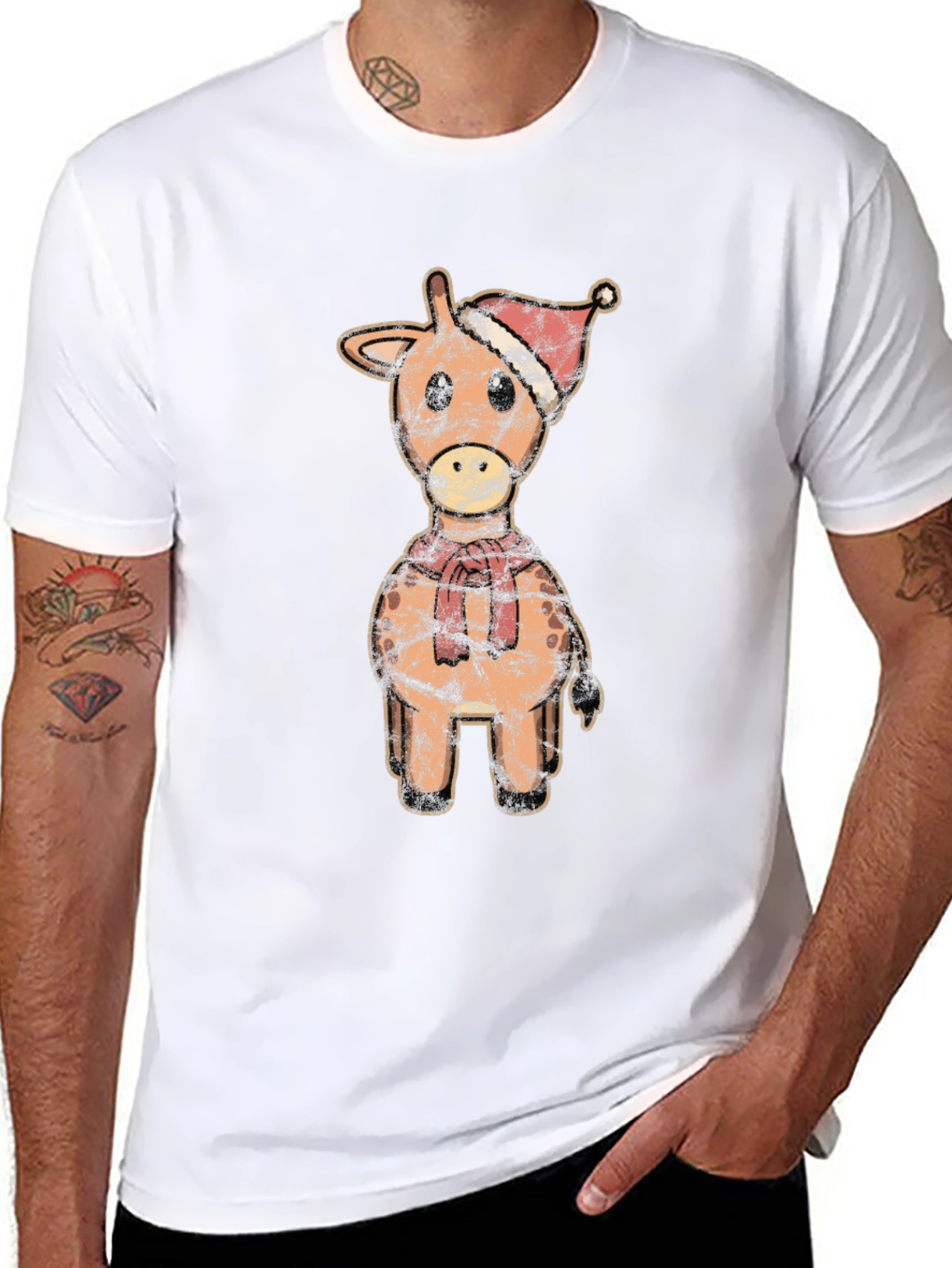 Christmas Giraffe T-Shirt - Festive Holiday Tee
