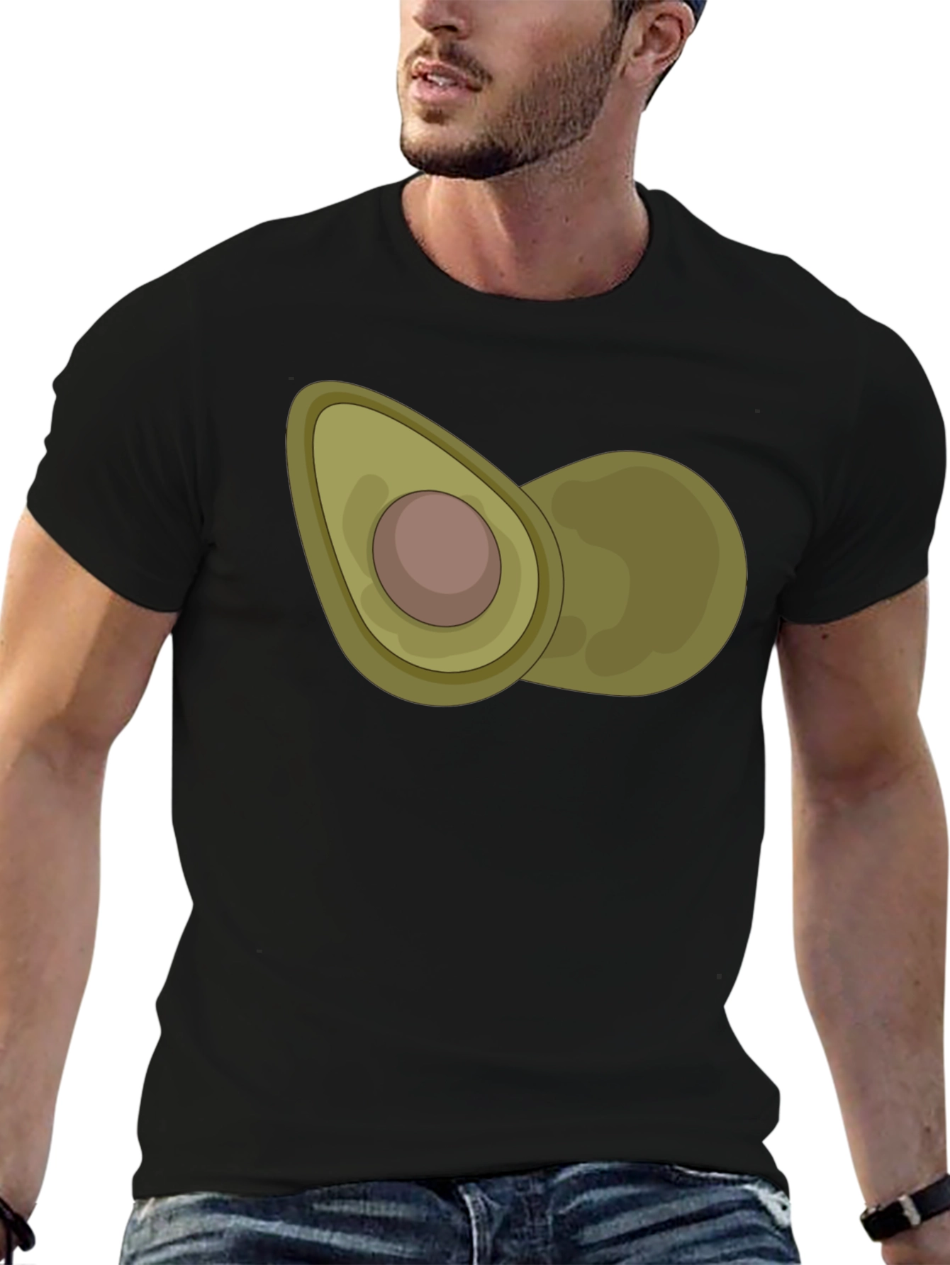 Avocado Graphic Print Black T-Shirt