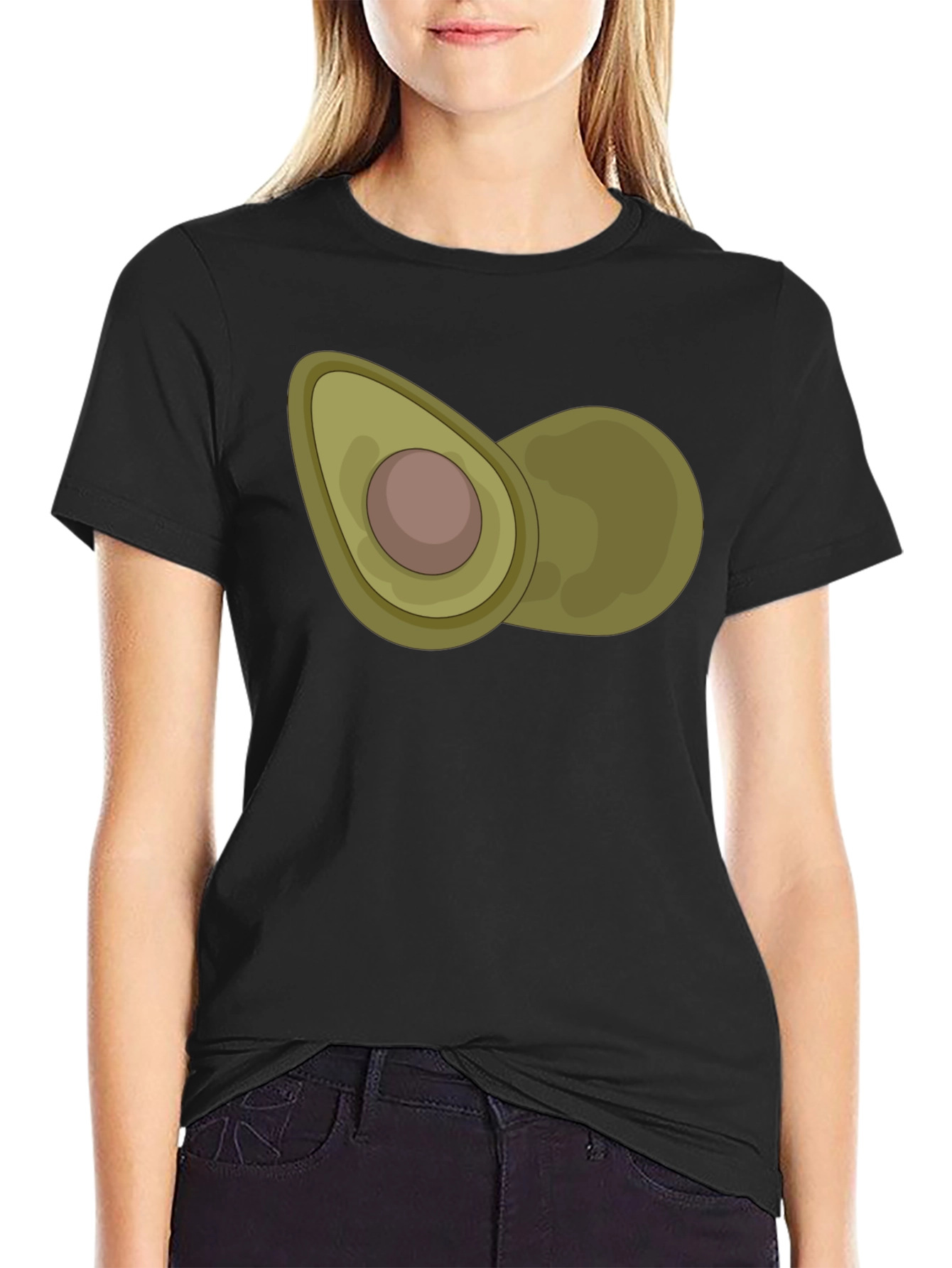Avocado Graphic Print Black T-Shirt