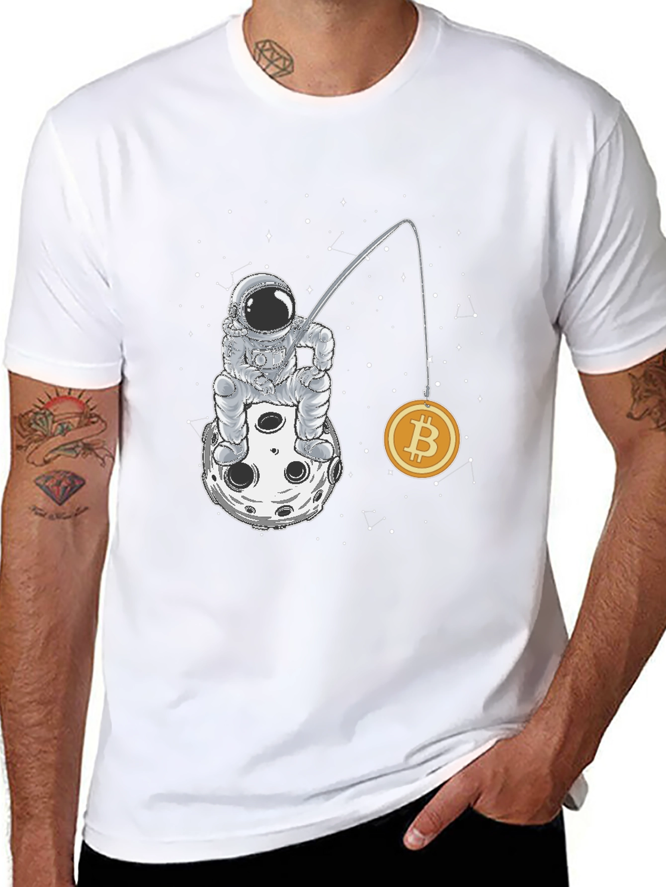Astronaut Bitcoin Fishing T-Shirt