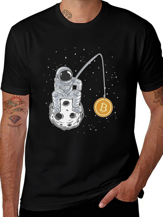 Astronaut Bitcoin Fishing T-Shirt