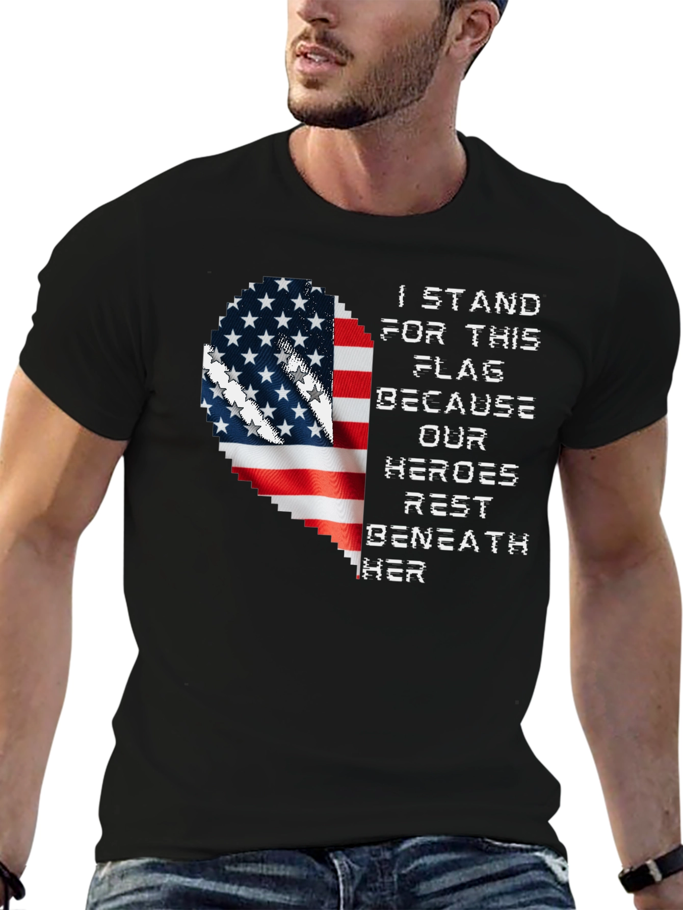 Patriotic American Flag Heart T-Shirt