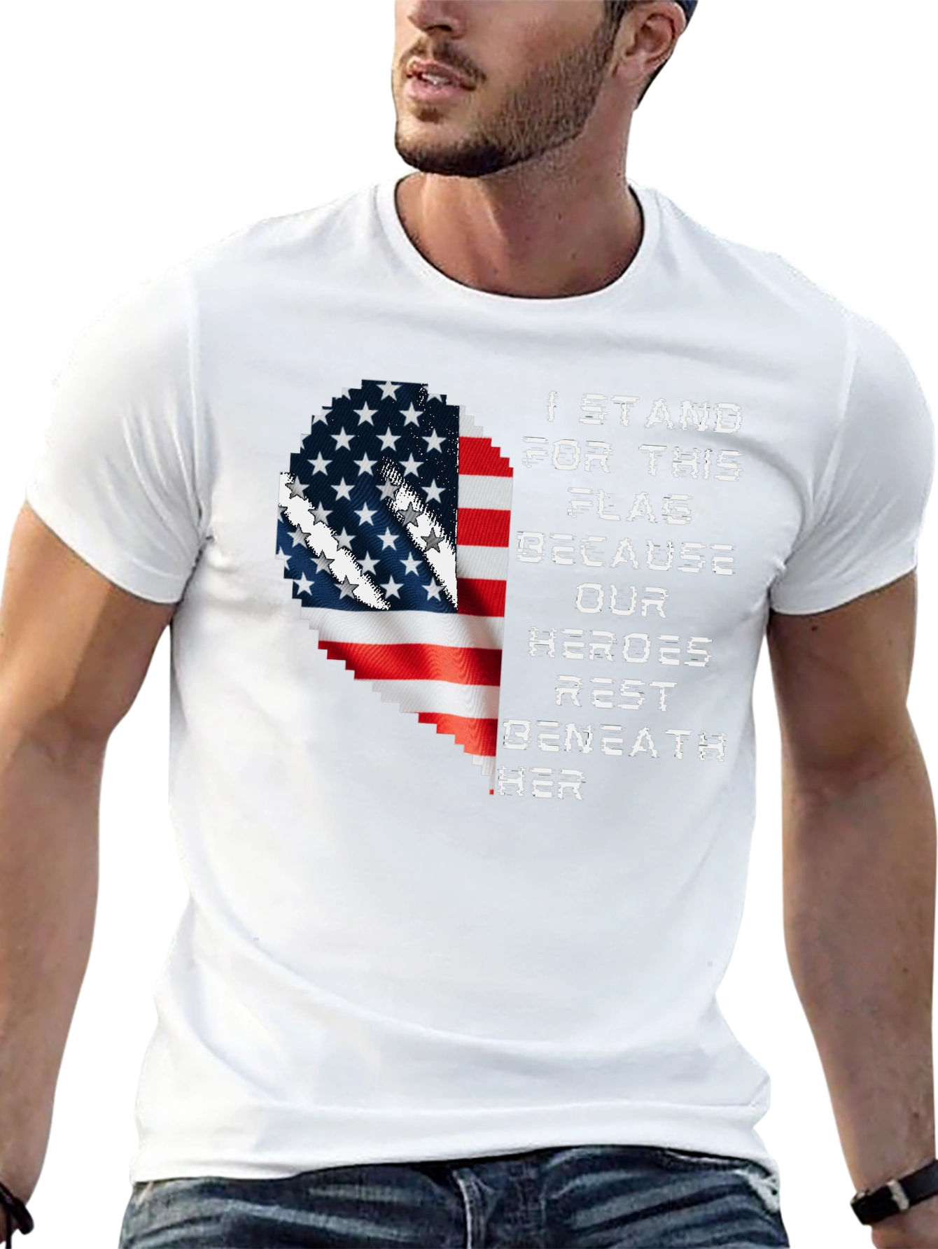 Patriotic American Flag Heart T-Shirt