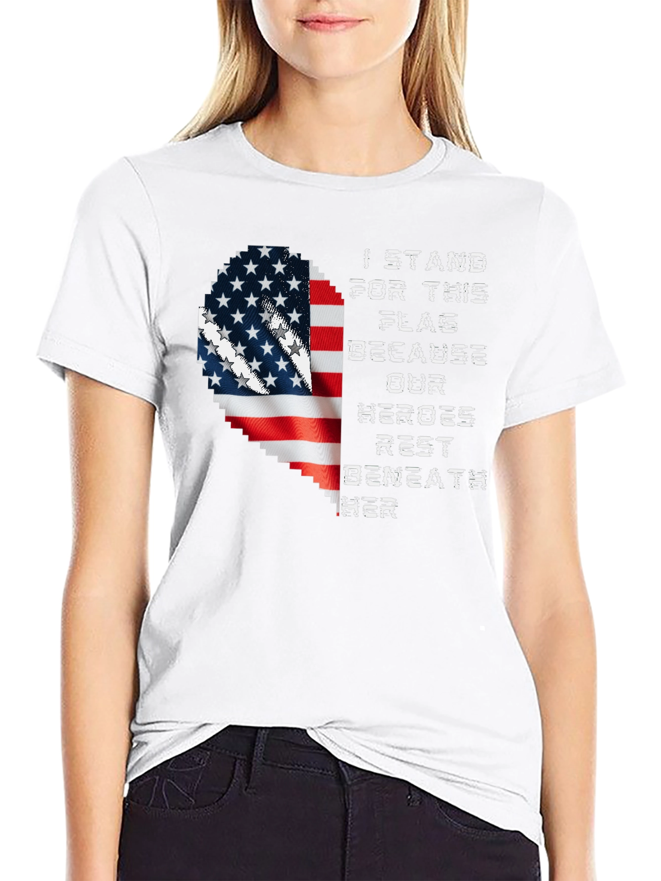 Patriotic American Flag Heart T-Shirt
