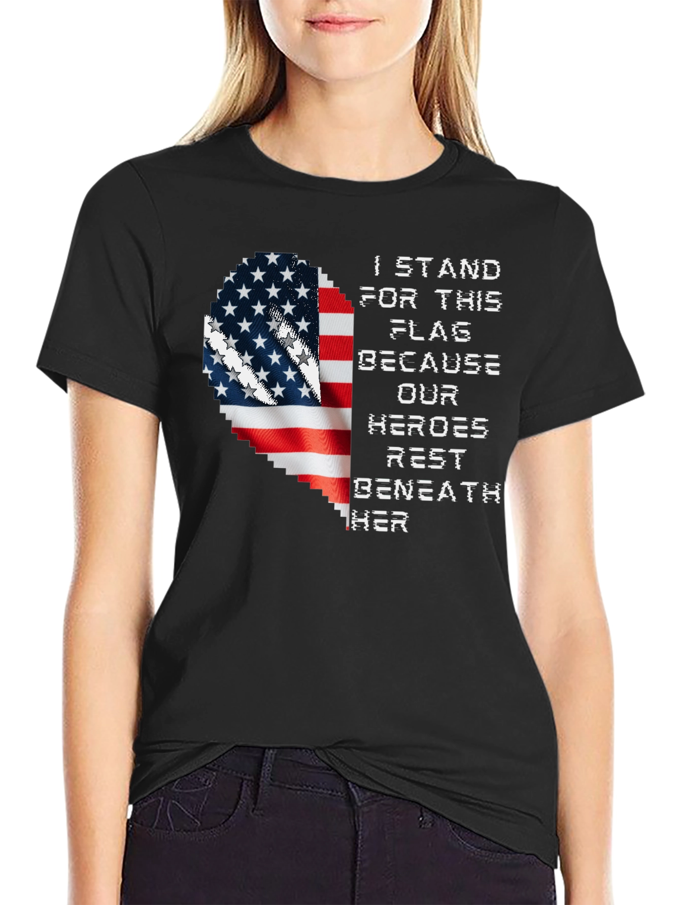 Patriotic American Flag Heart T-Shirt