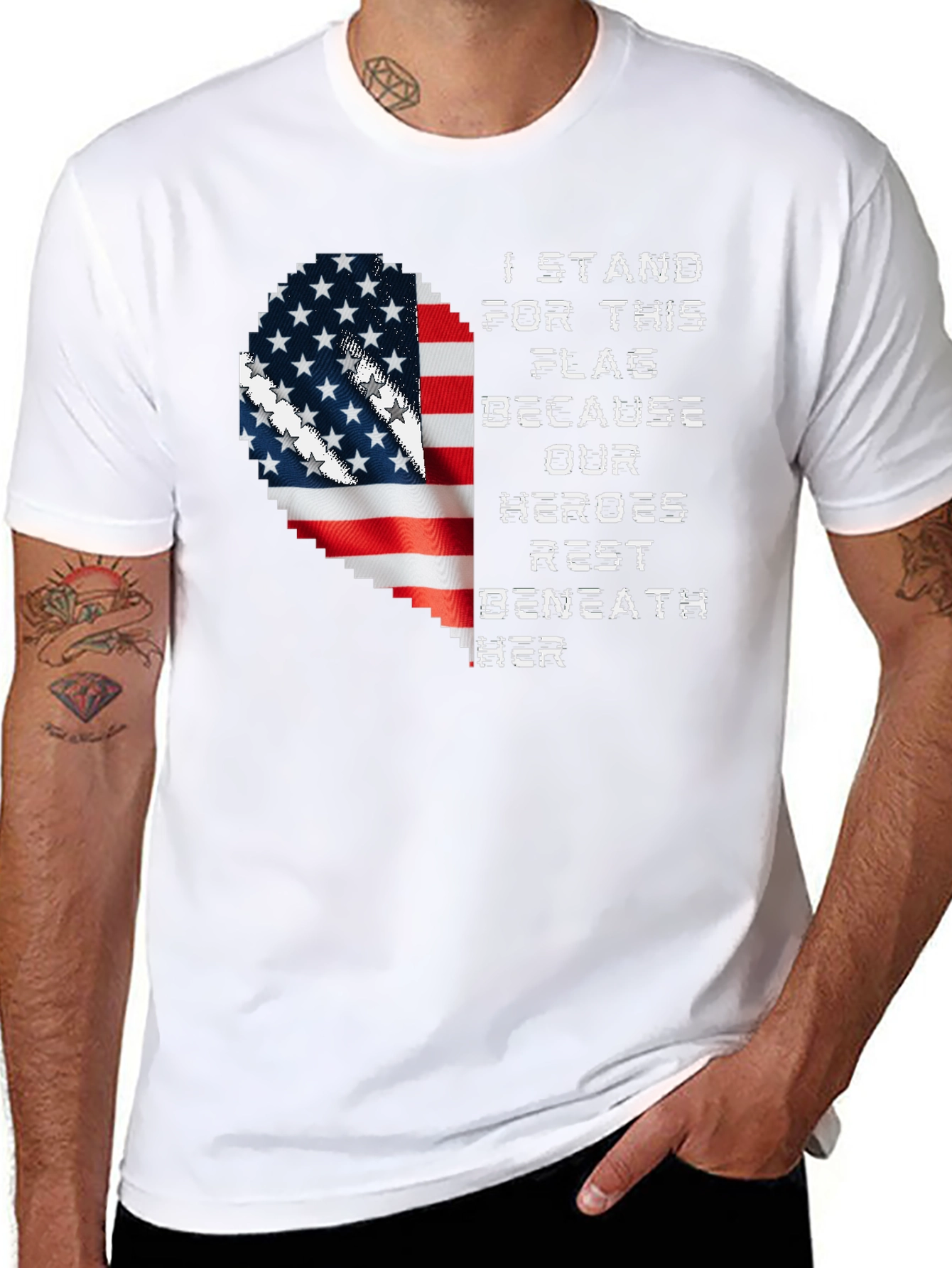Patriotic American Flag Heart T-Shirt