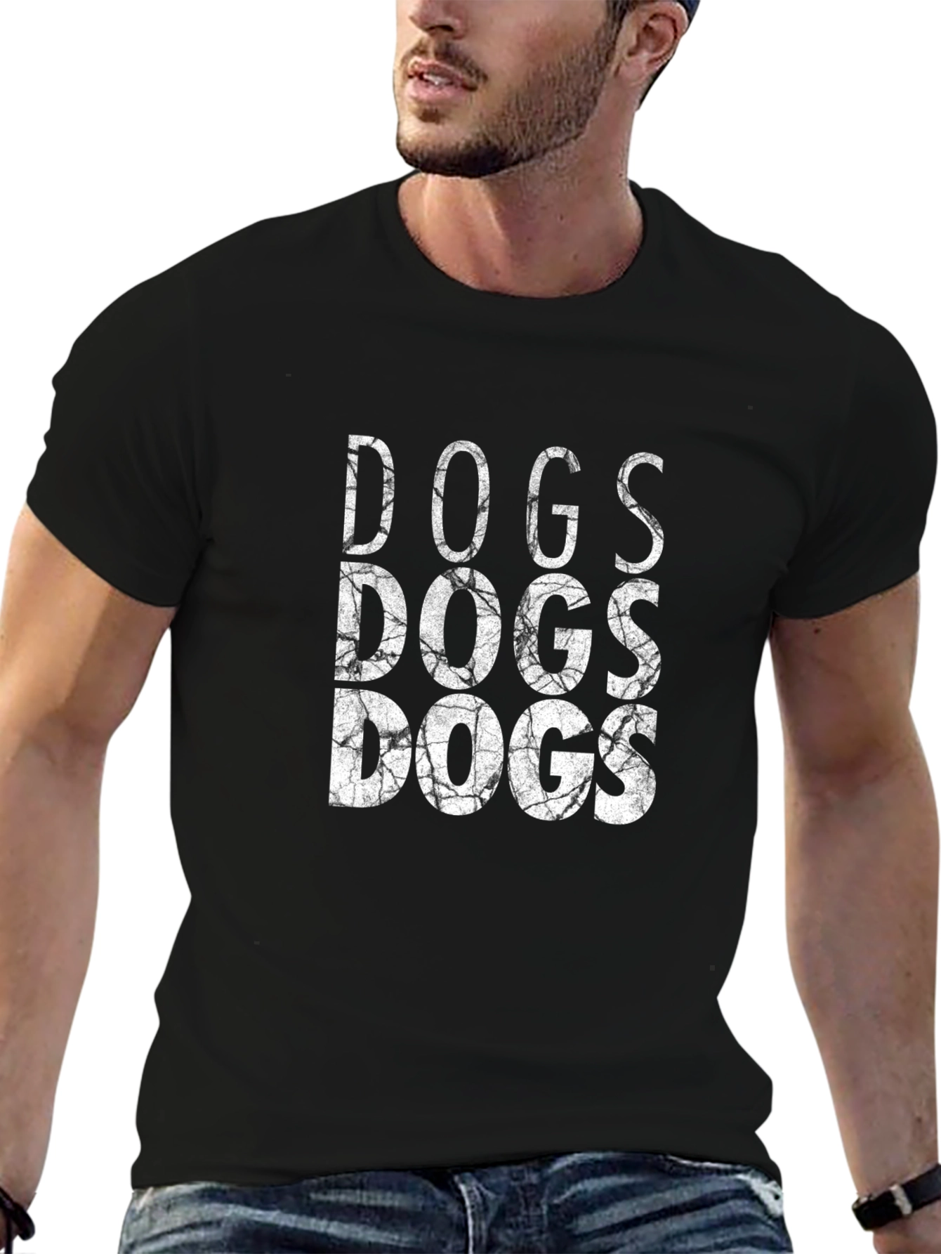 Cool DOGS Graphic Print Black T-Shirt