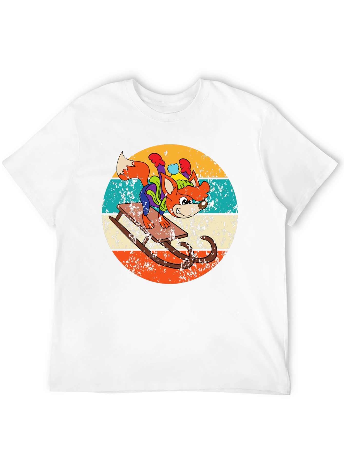 Retro Fox Sledding T-Shirt