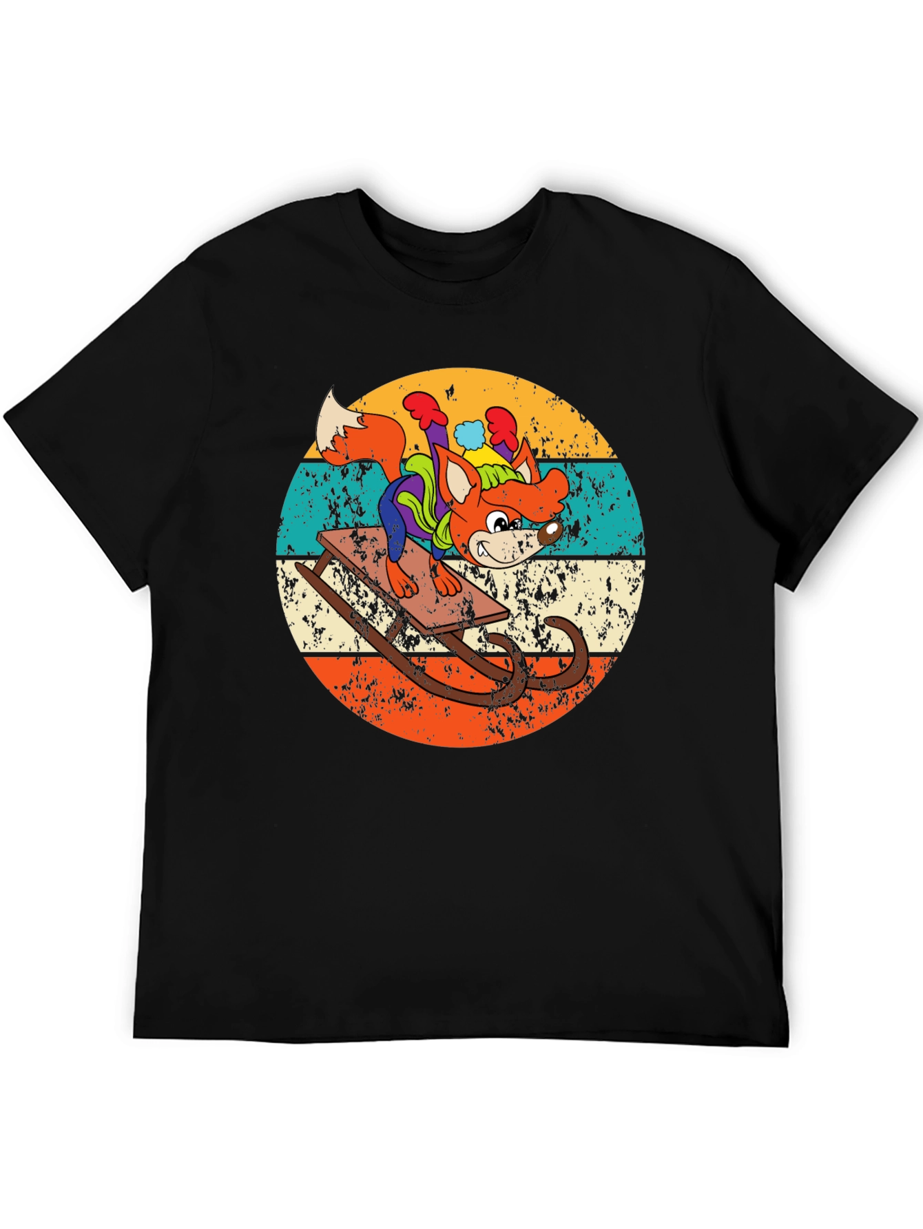 Retro Fox Sledding T-Shirt
