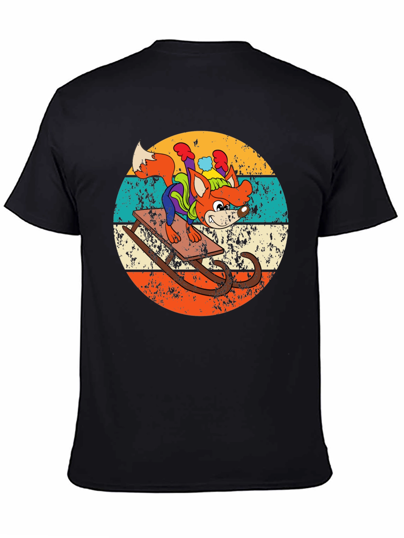 Retro Fox Sledding T-Shirt
