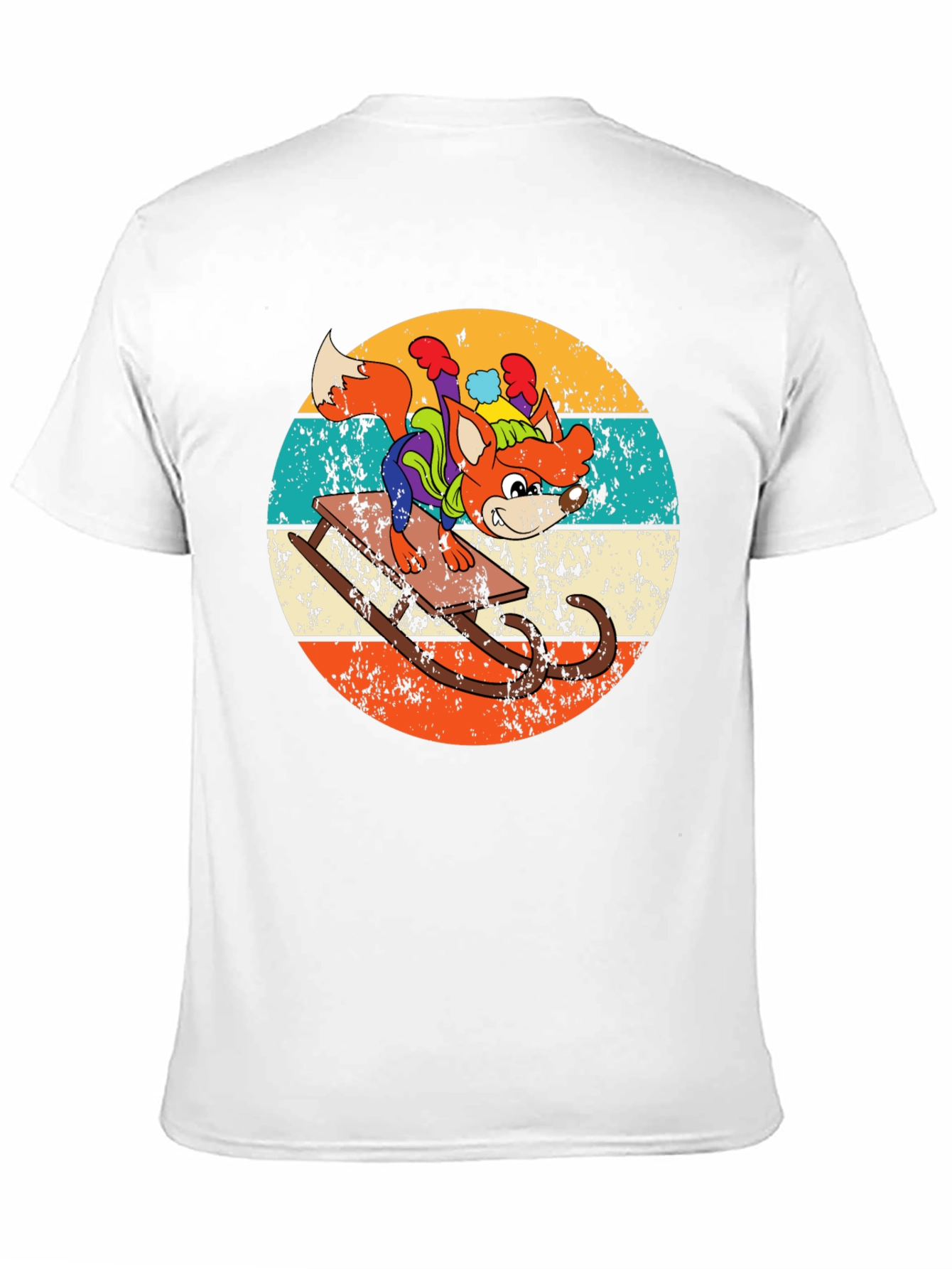 Retro Fox Sledding T-Shirt